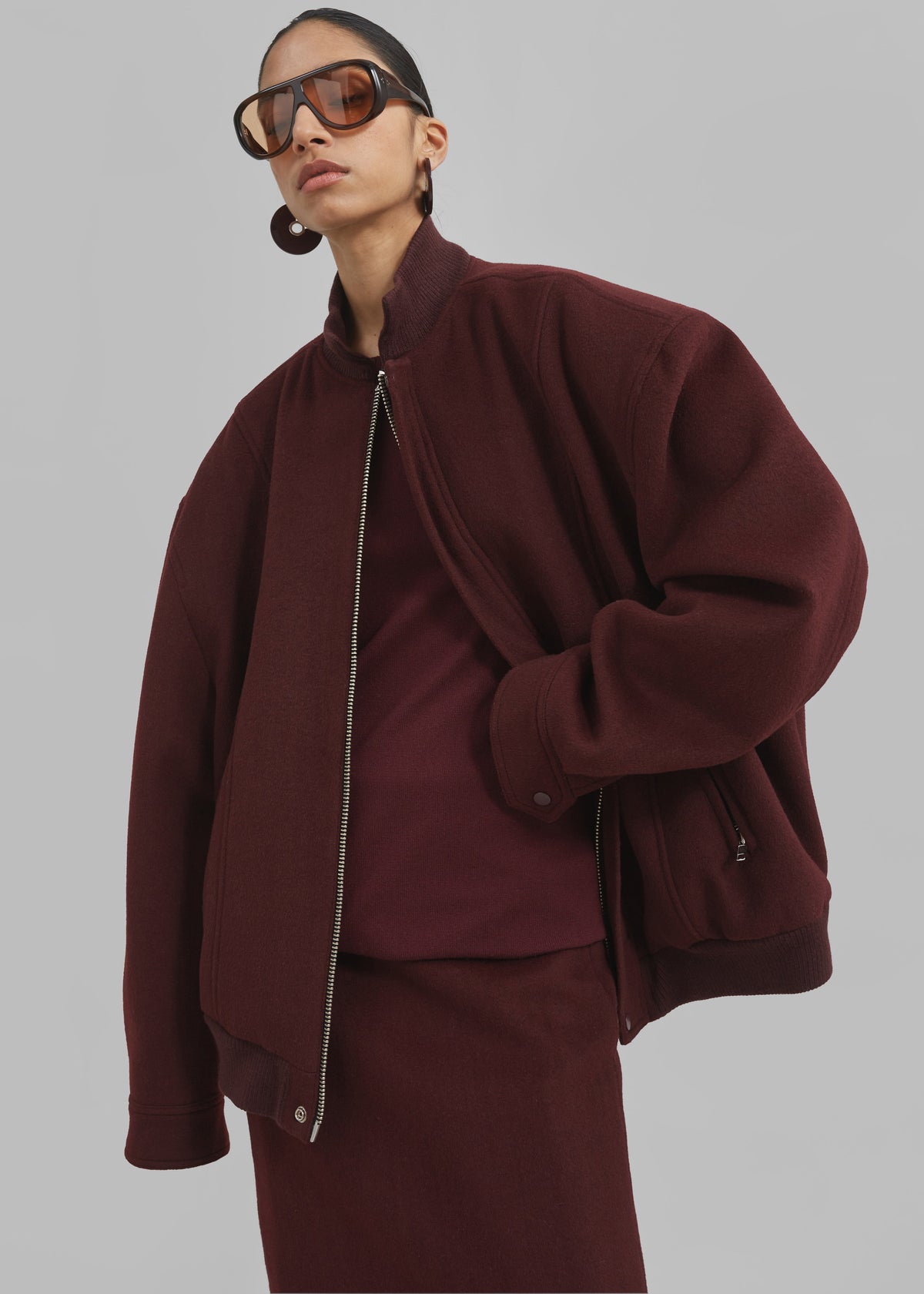 Arley Oversized Bomber - Burgundy - 1