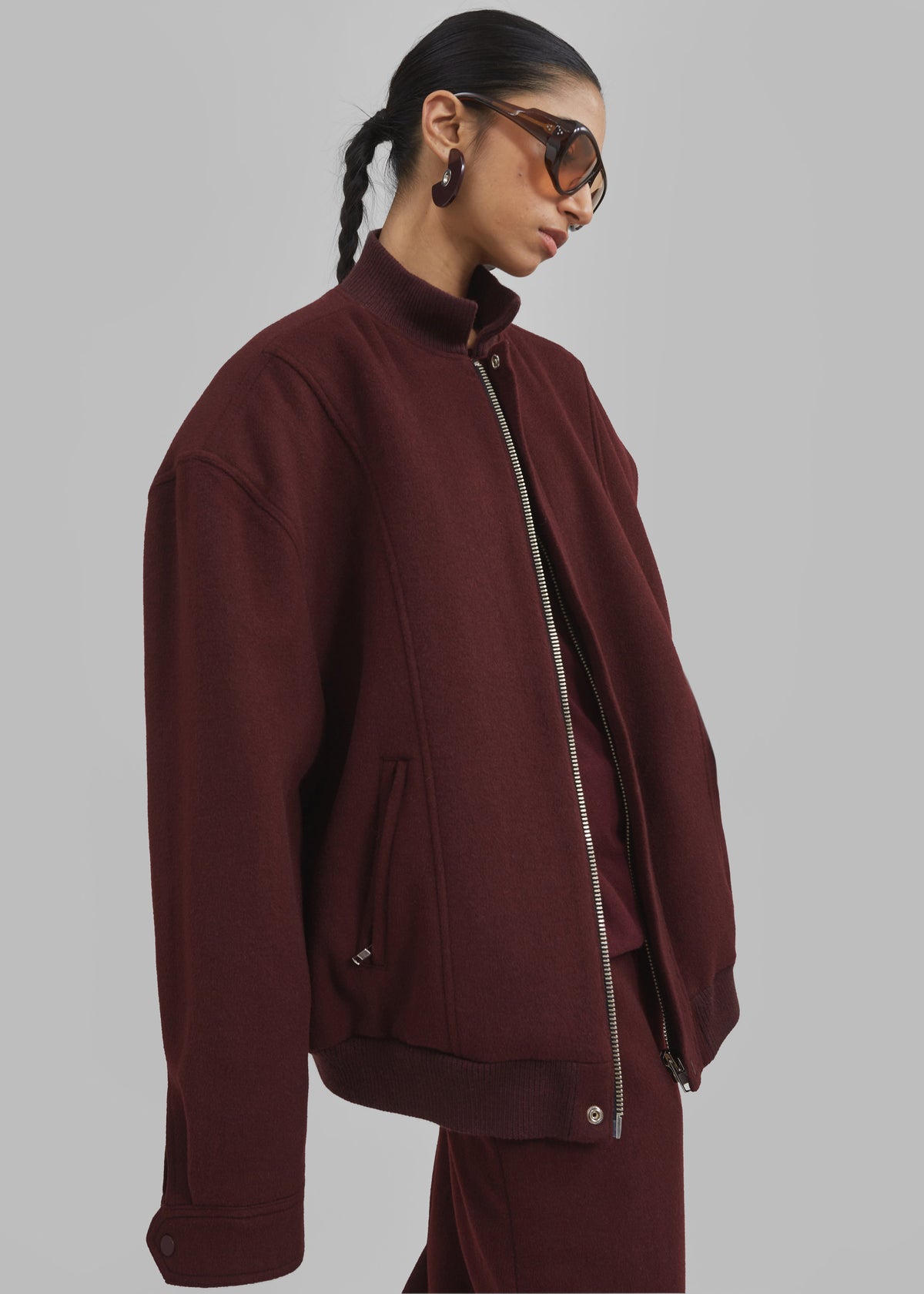 Arley Oversized Bomber - Burgundy - 3