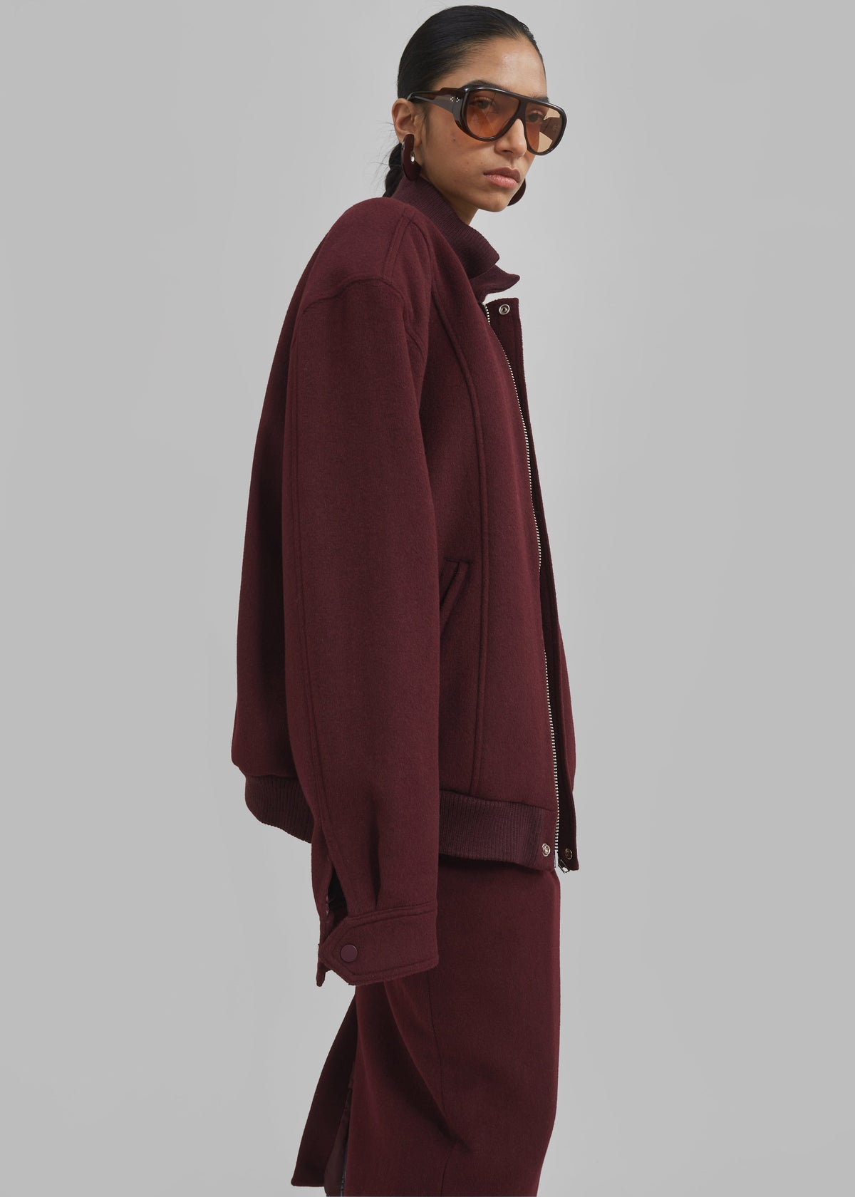 Arley Oversized Bomber - Burgundy - 7