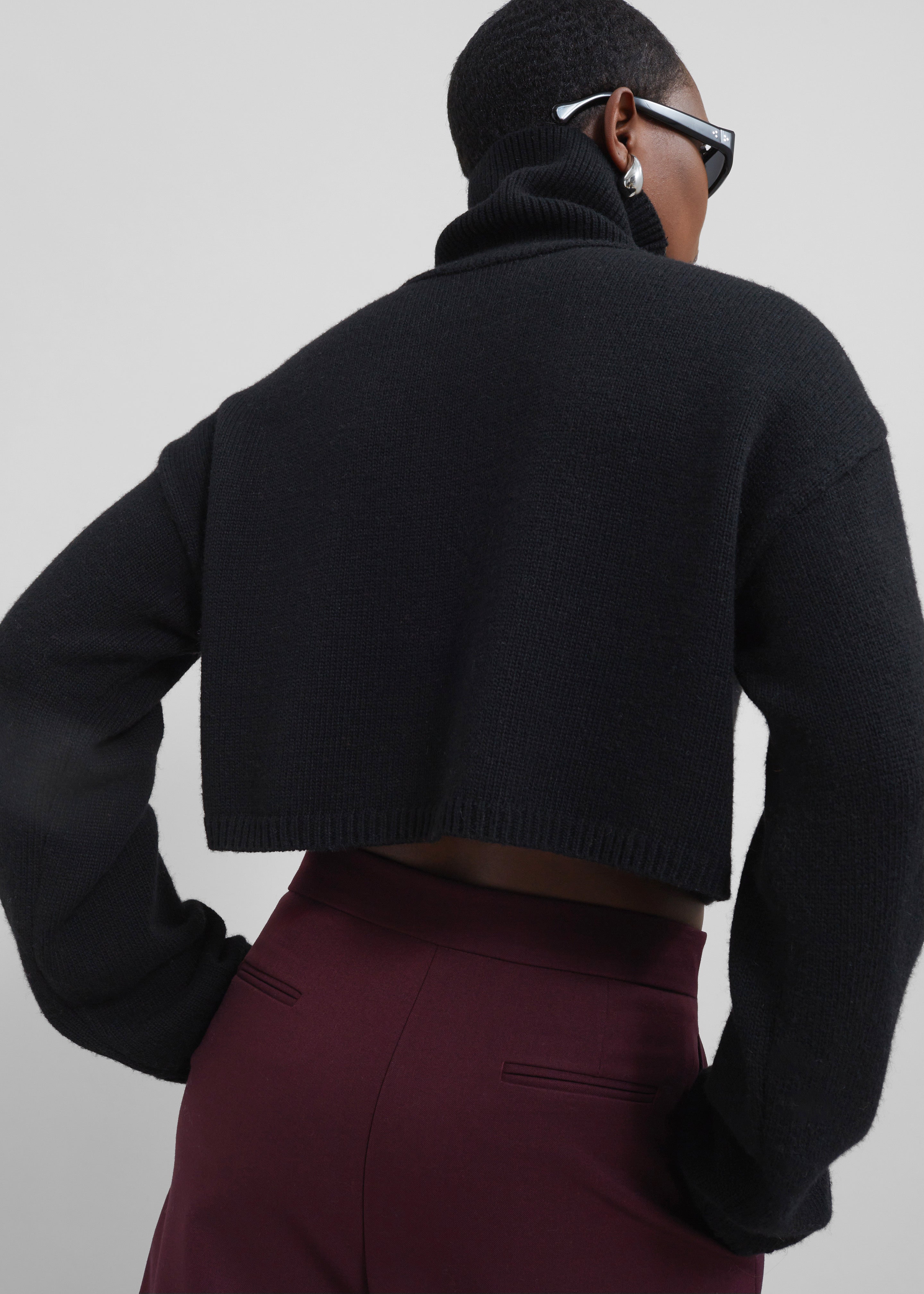 Athina Cropped Turtleneck Sweater - Black - 2