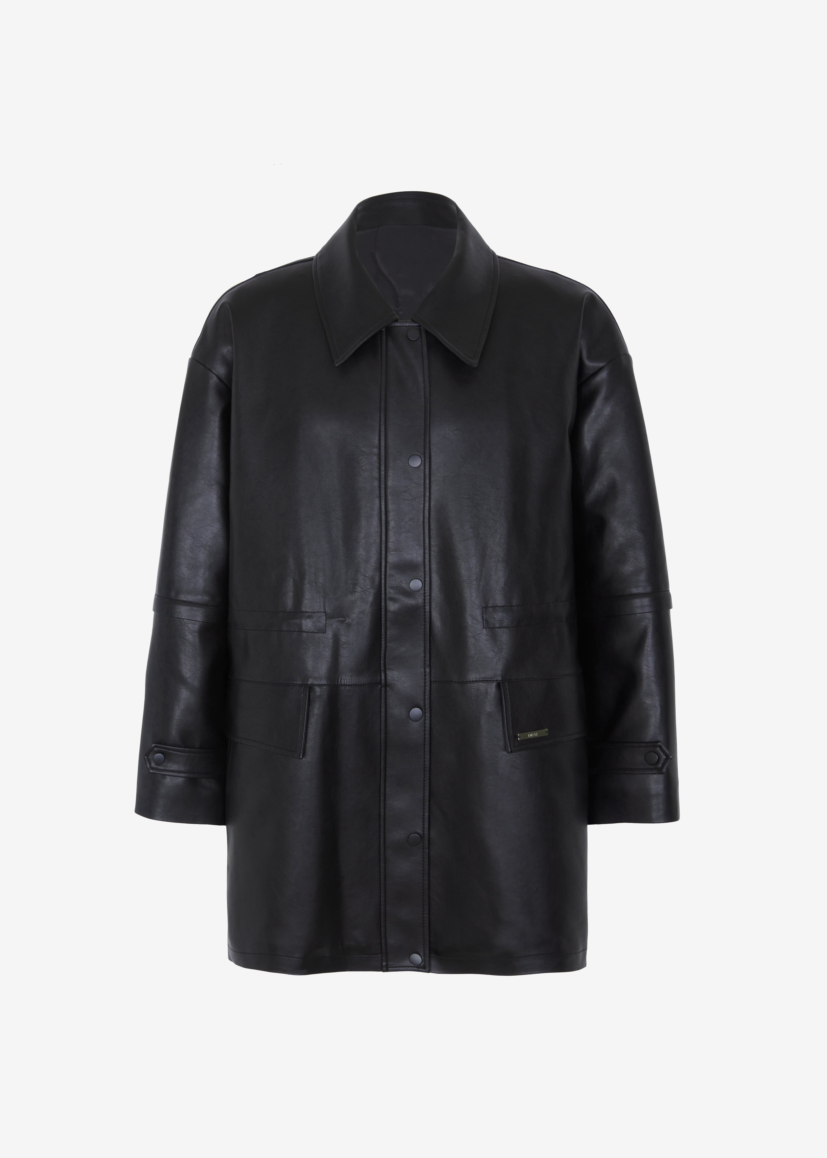 Augusta Faux Leather Coat - Black - 11
