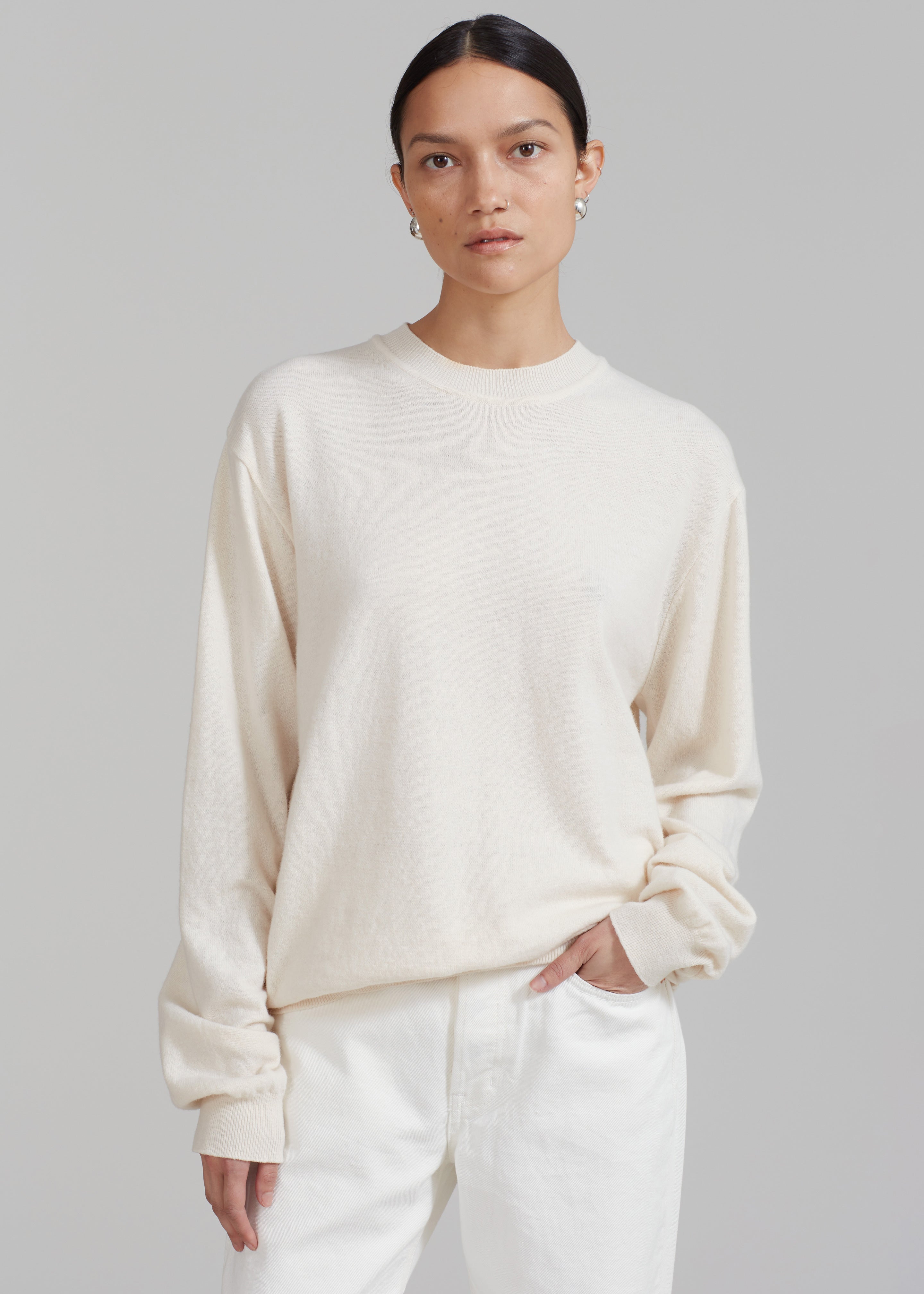 Aurora Wool Blend Knit Sweater - Cream - 5