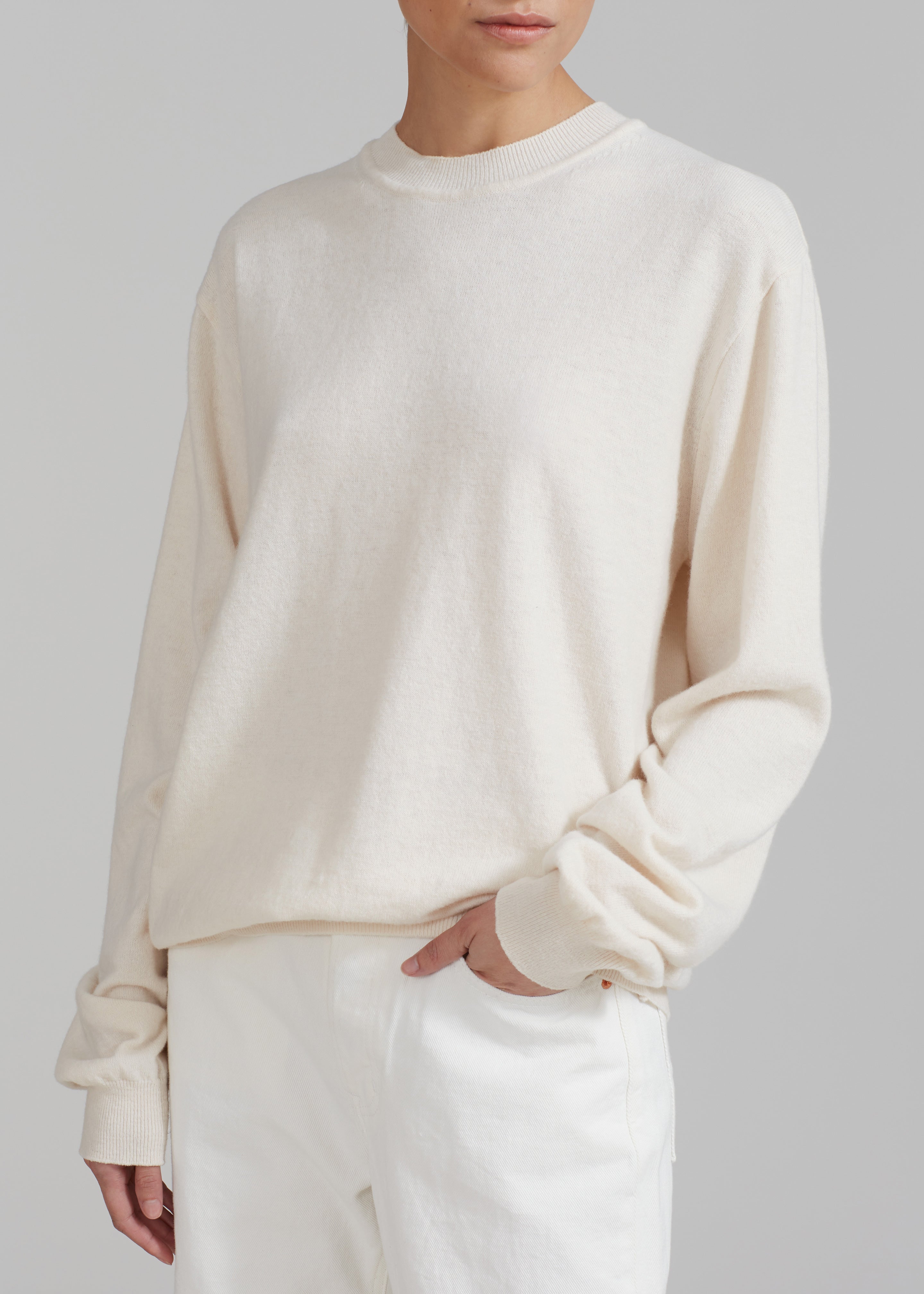 Aurora Wool Blend Knit Sweater - Cream - 4