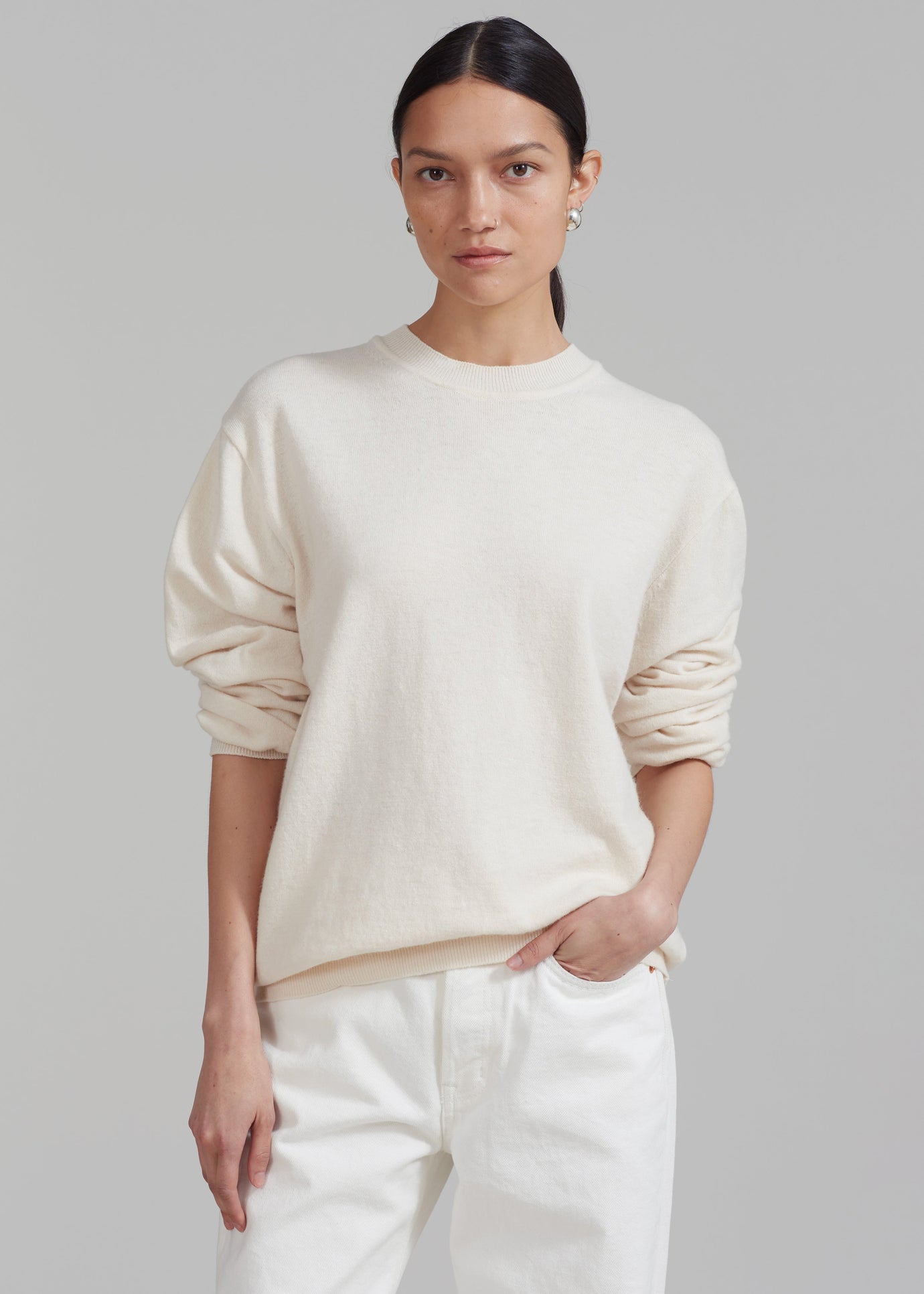 Aurora Wool Blend Knit Sweater - Cream - 1