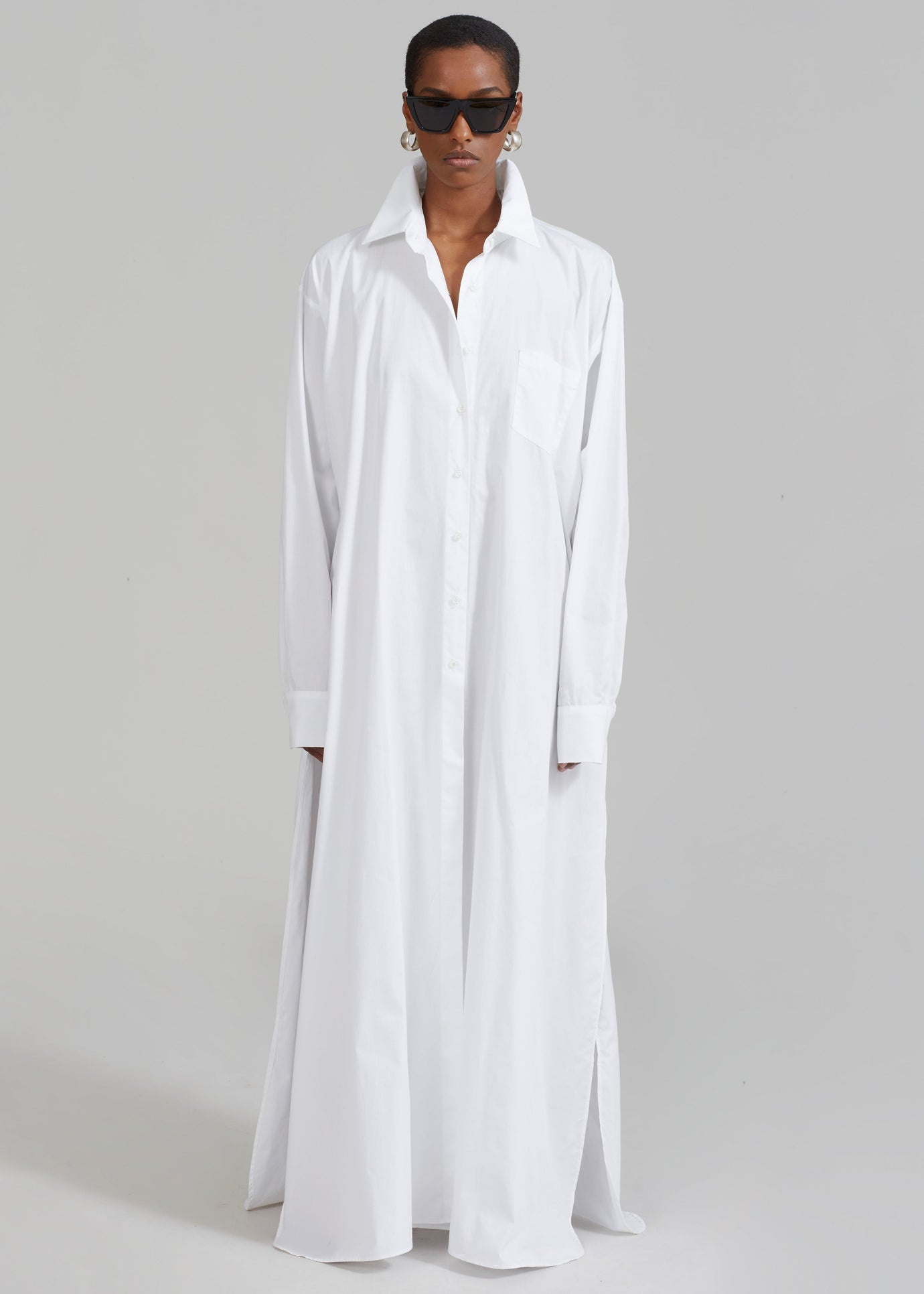 Avery Shirt Dress - White - 1
