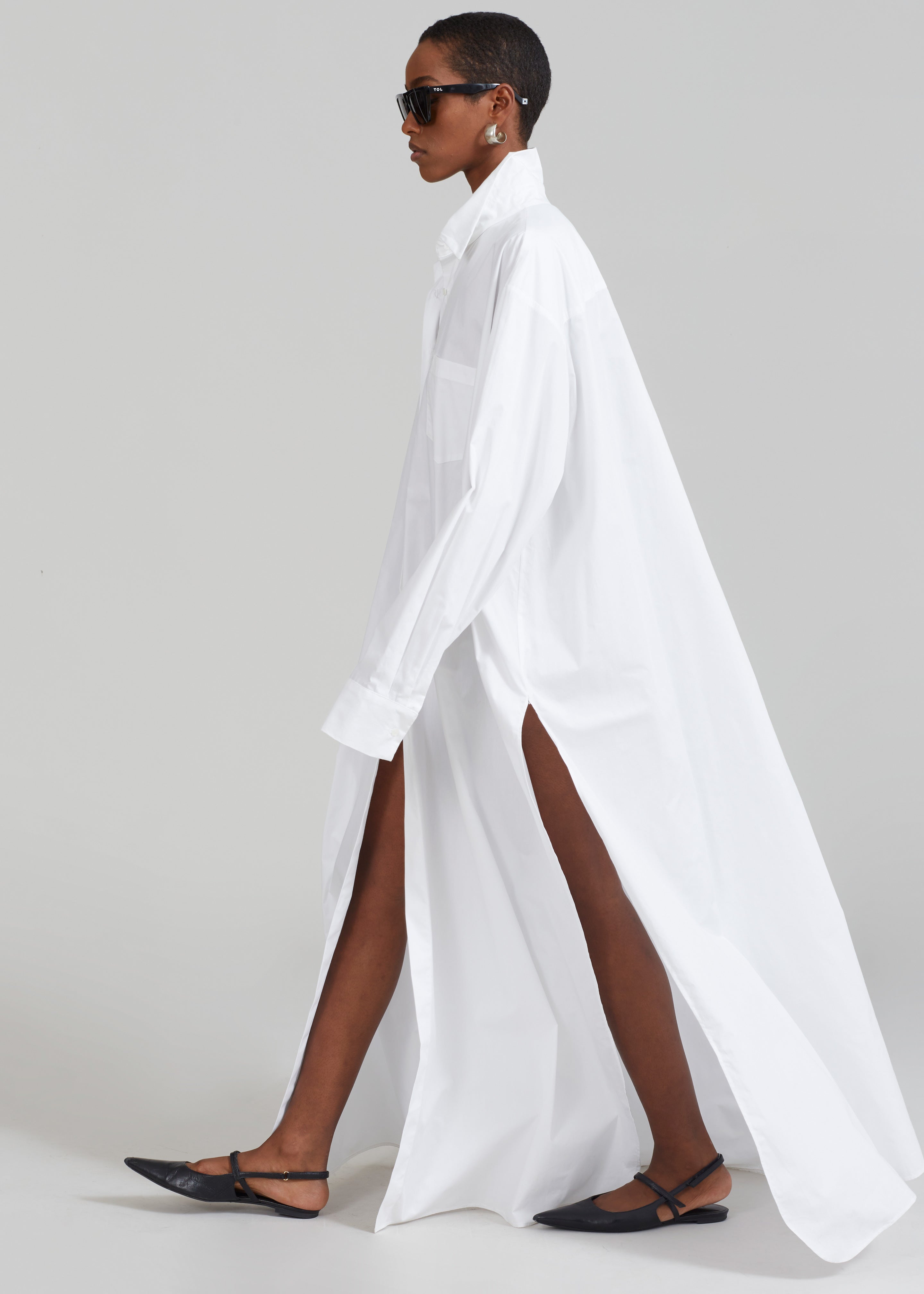 Avery Shirt Dress - White - 3