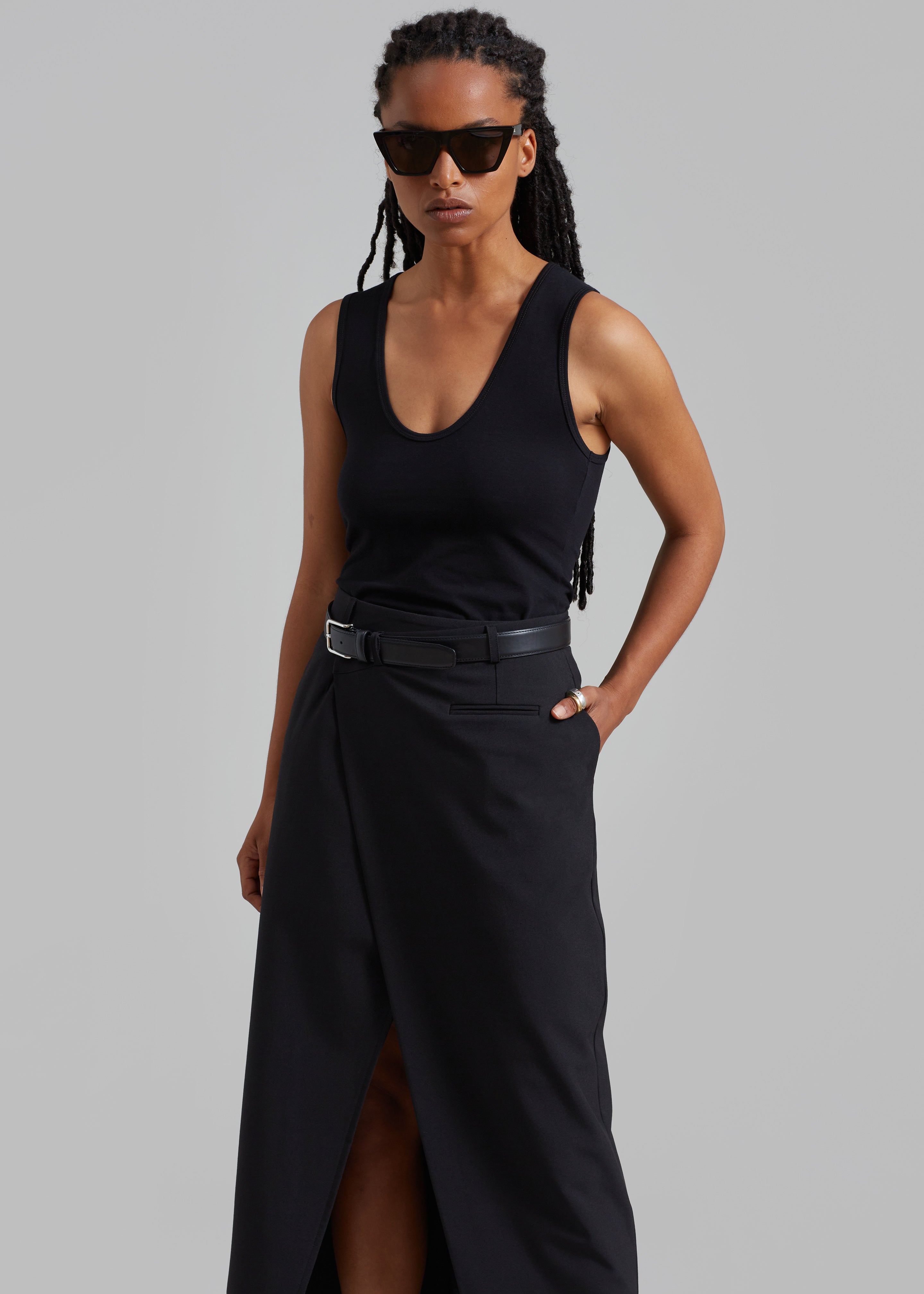 Annabel Asymmetric Midi Skirt - Black - 5