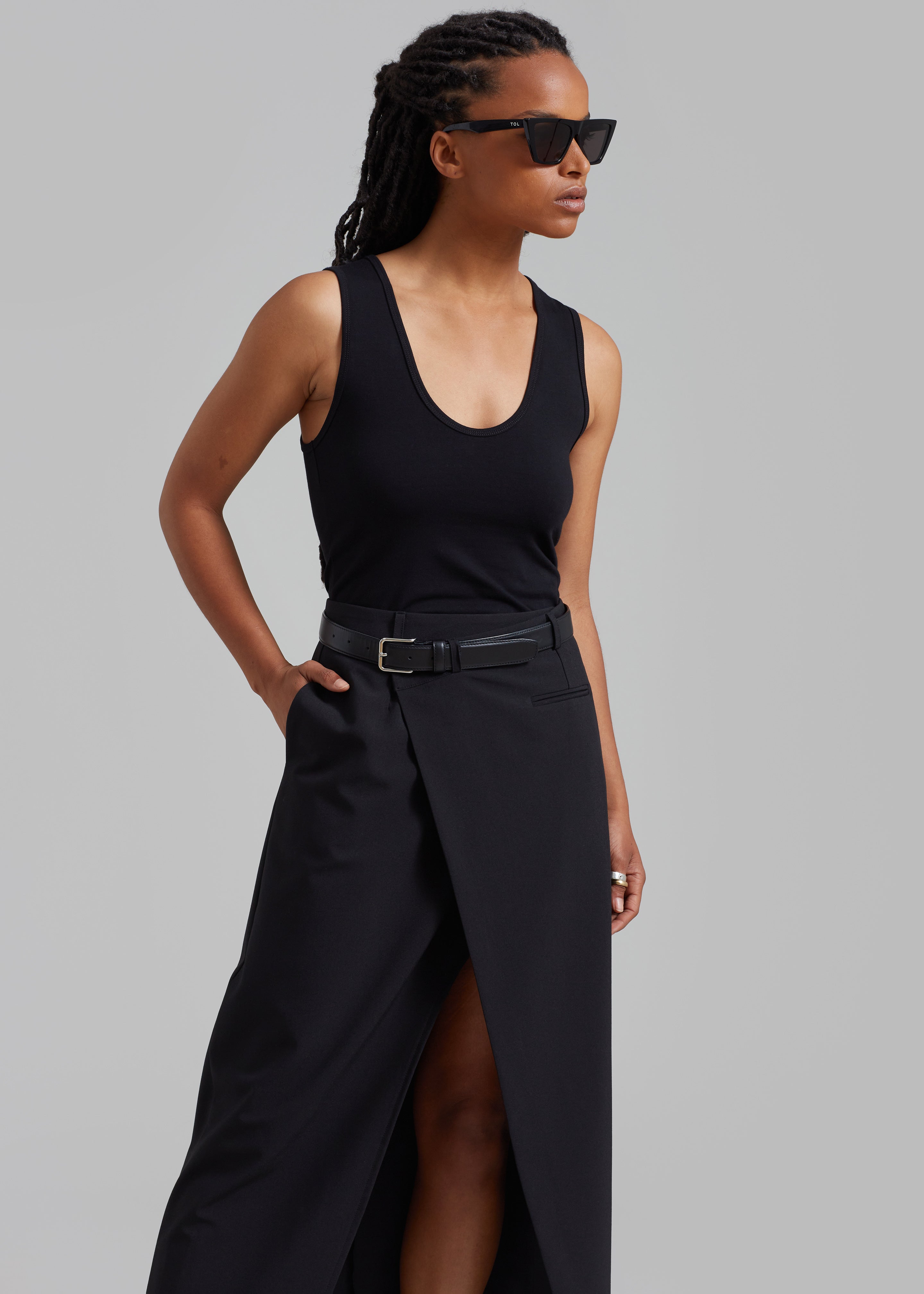 Annabel Asymmetric Midi Skirt - Black - 3
