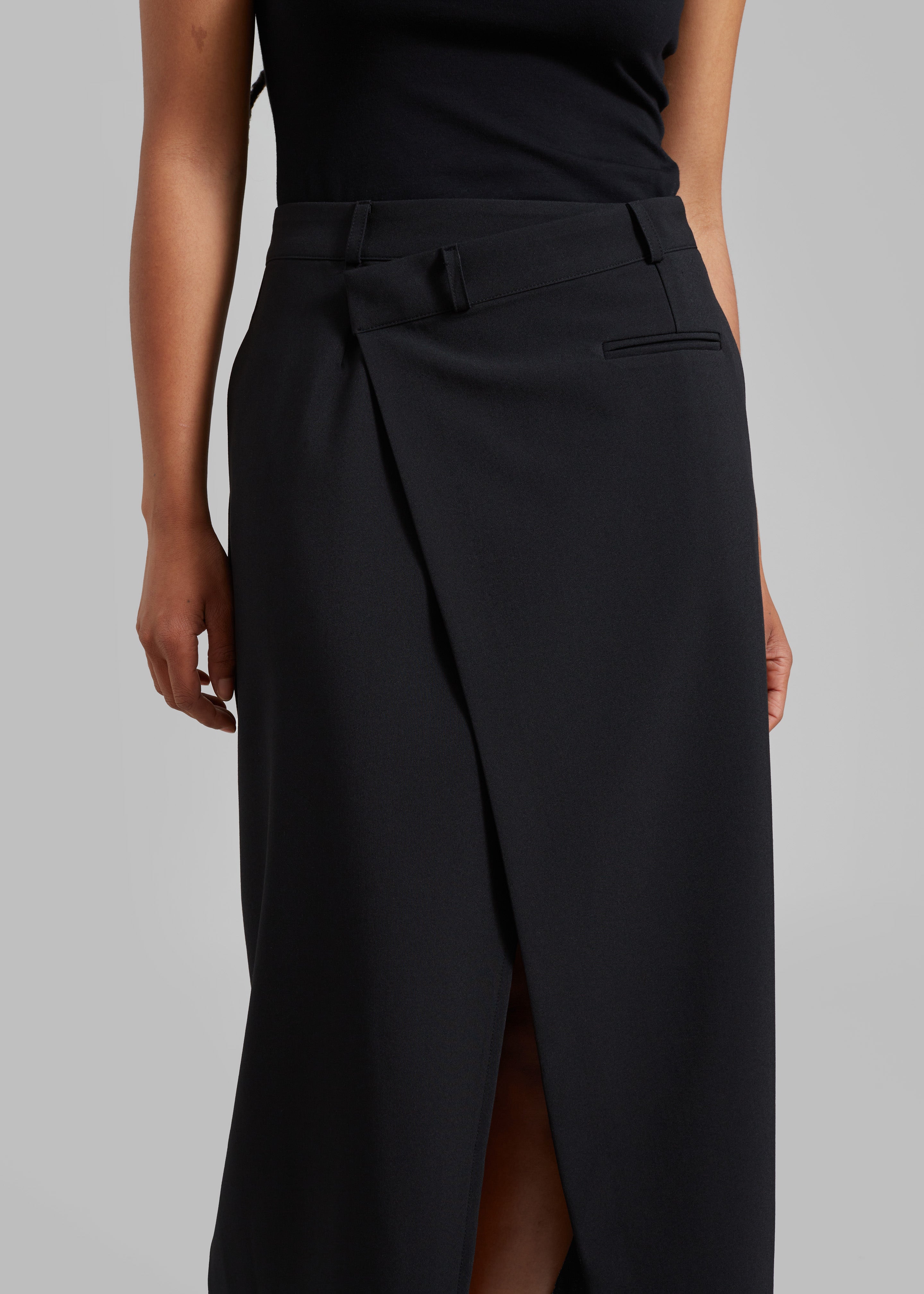 Annabel Asymmetric Midi Skirt - Black - 2