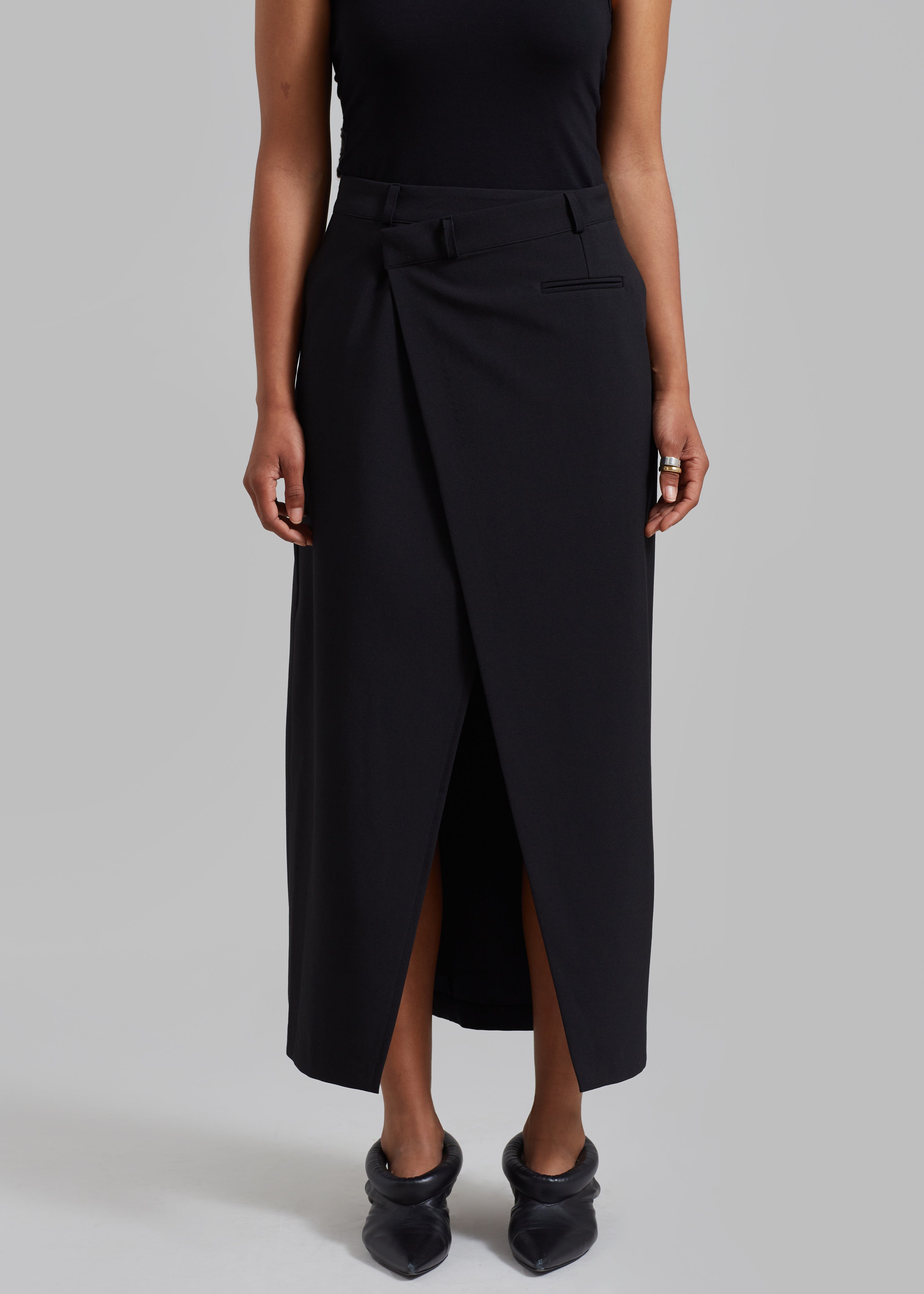 Annabel Asymmetric Midi Skirt - Black - 4