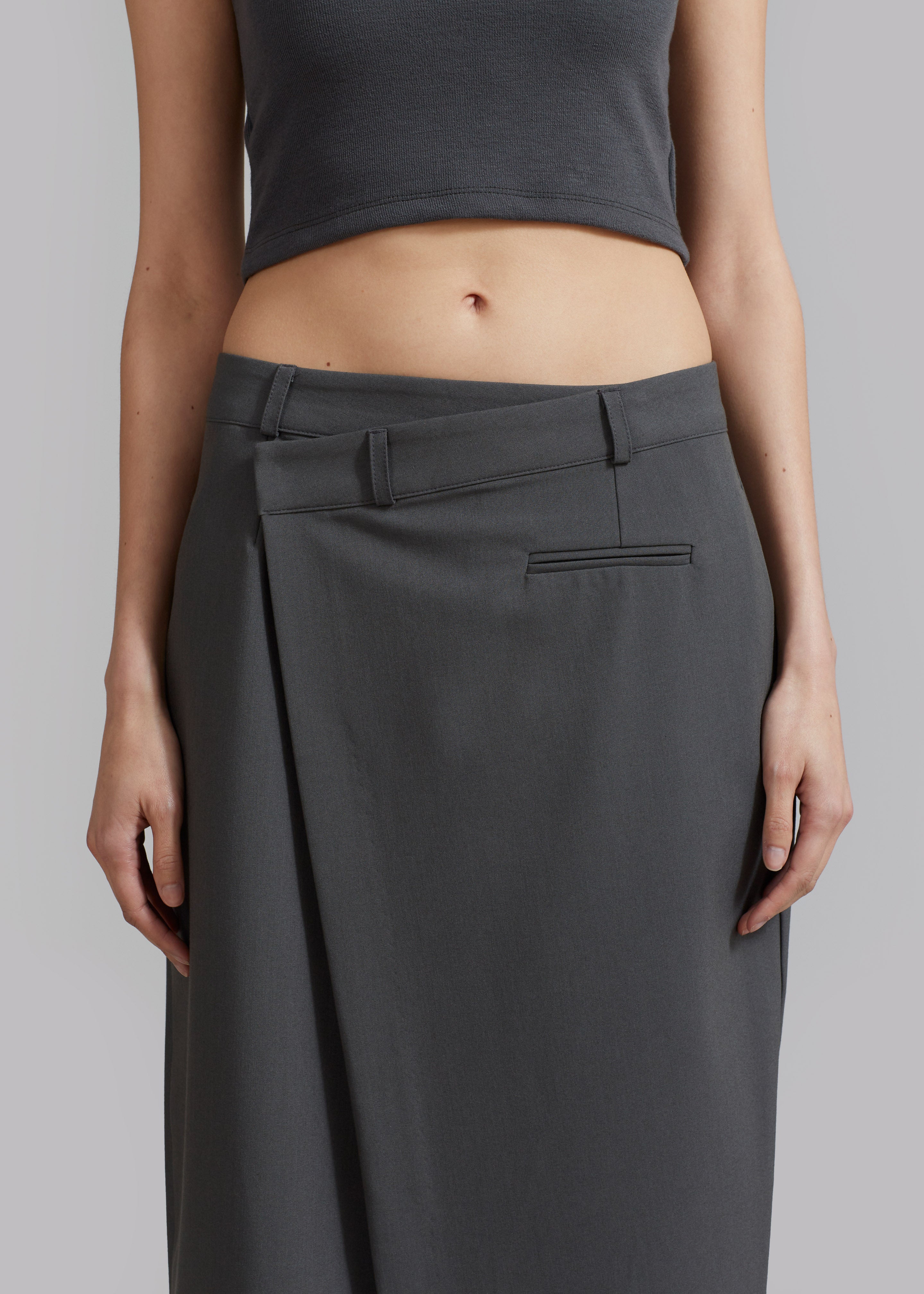 Annabel Asymmetric Midi Skirt - Grey - 3