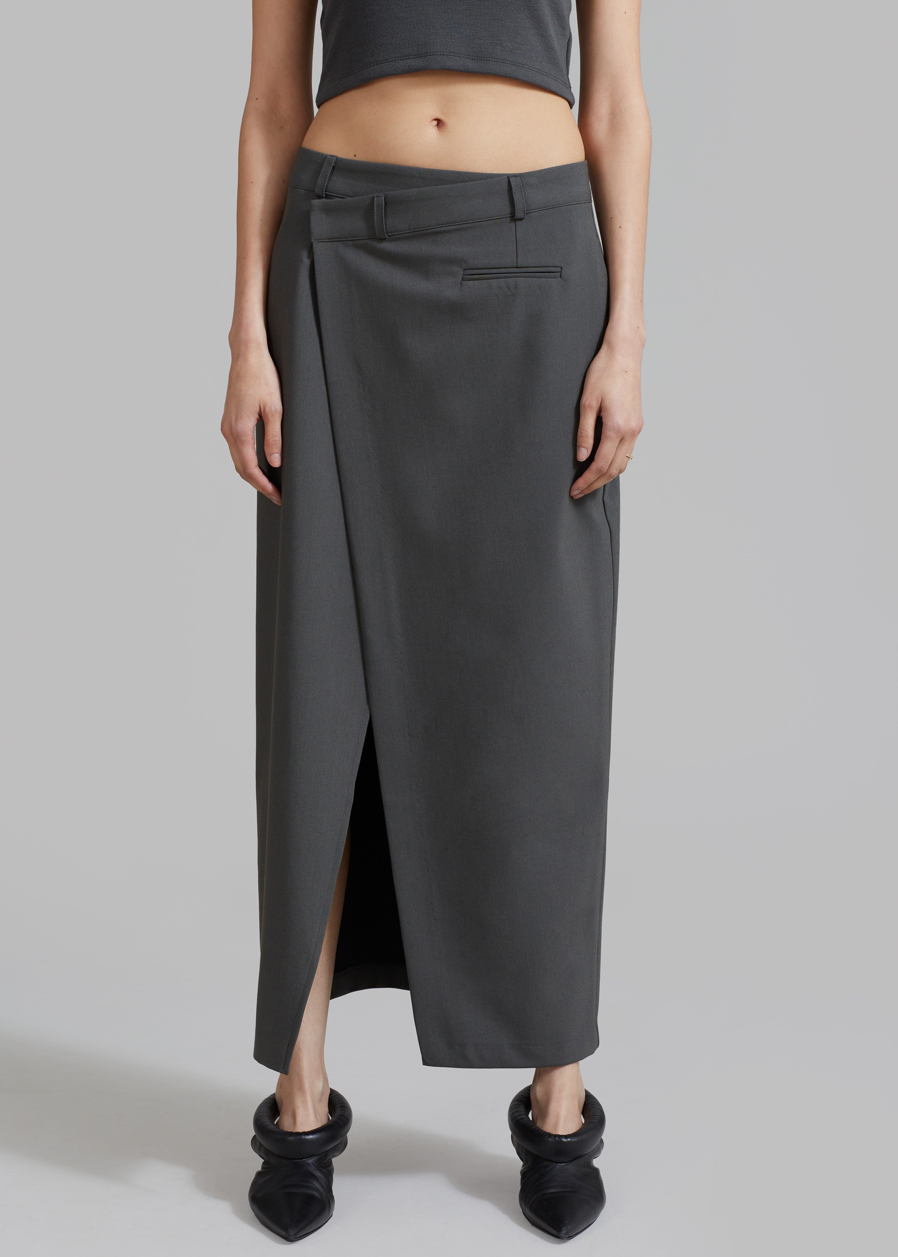 Annabel Asymmetric Midi Skirt - Grey – Frankie Shop Europe