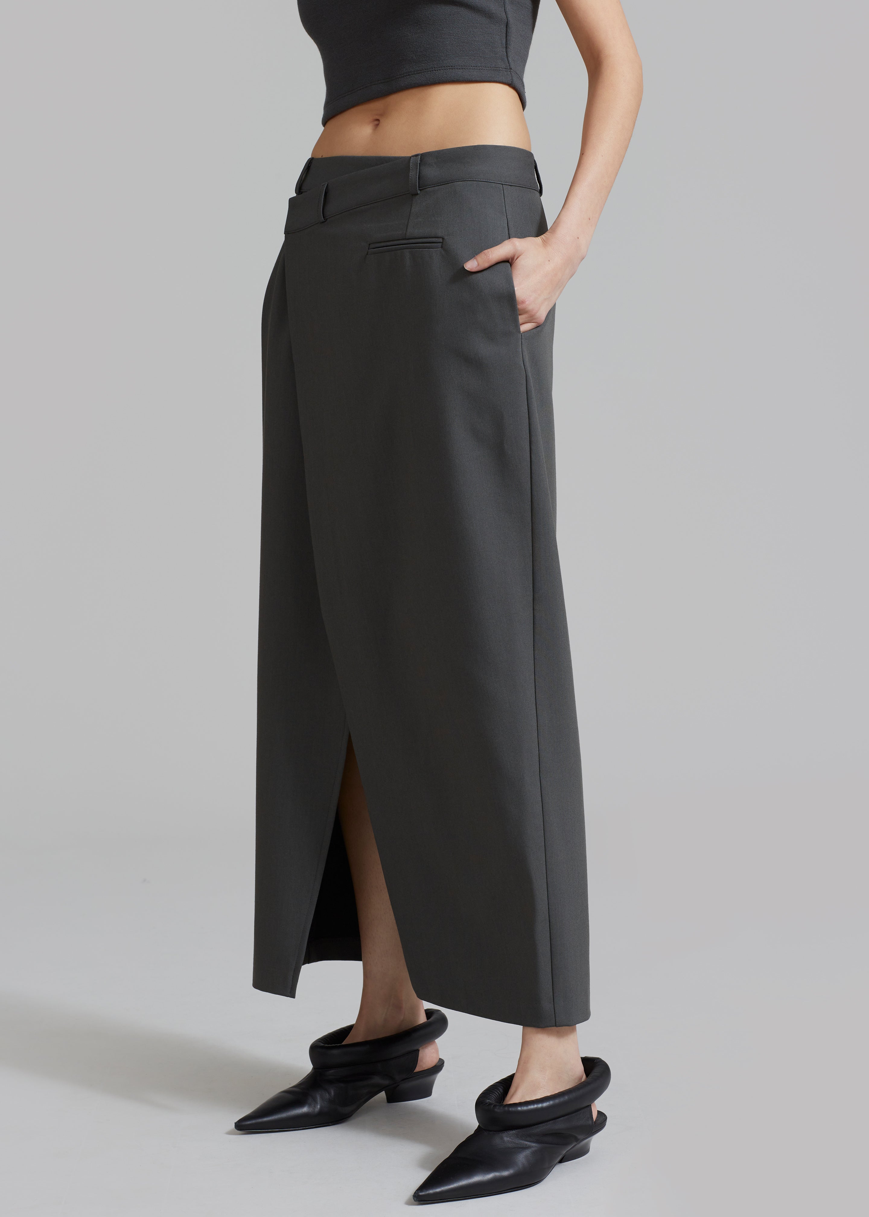 Annabel Asymmetric Midi Skirt - Grey - 4