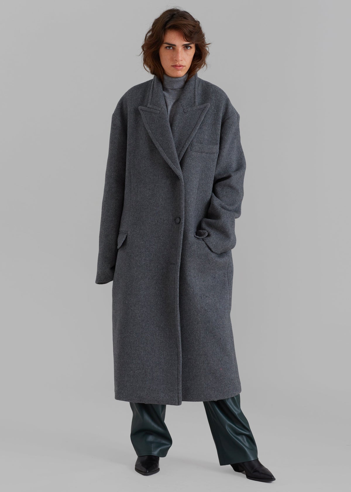 Anya Oversized Coat - Charcoal - 4