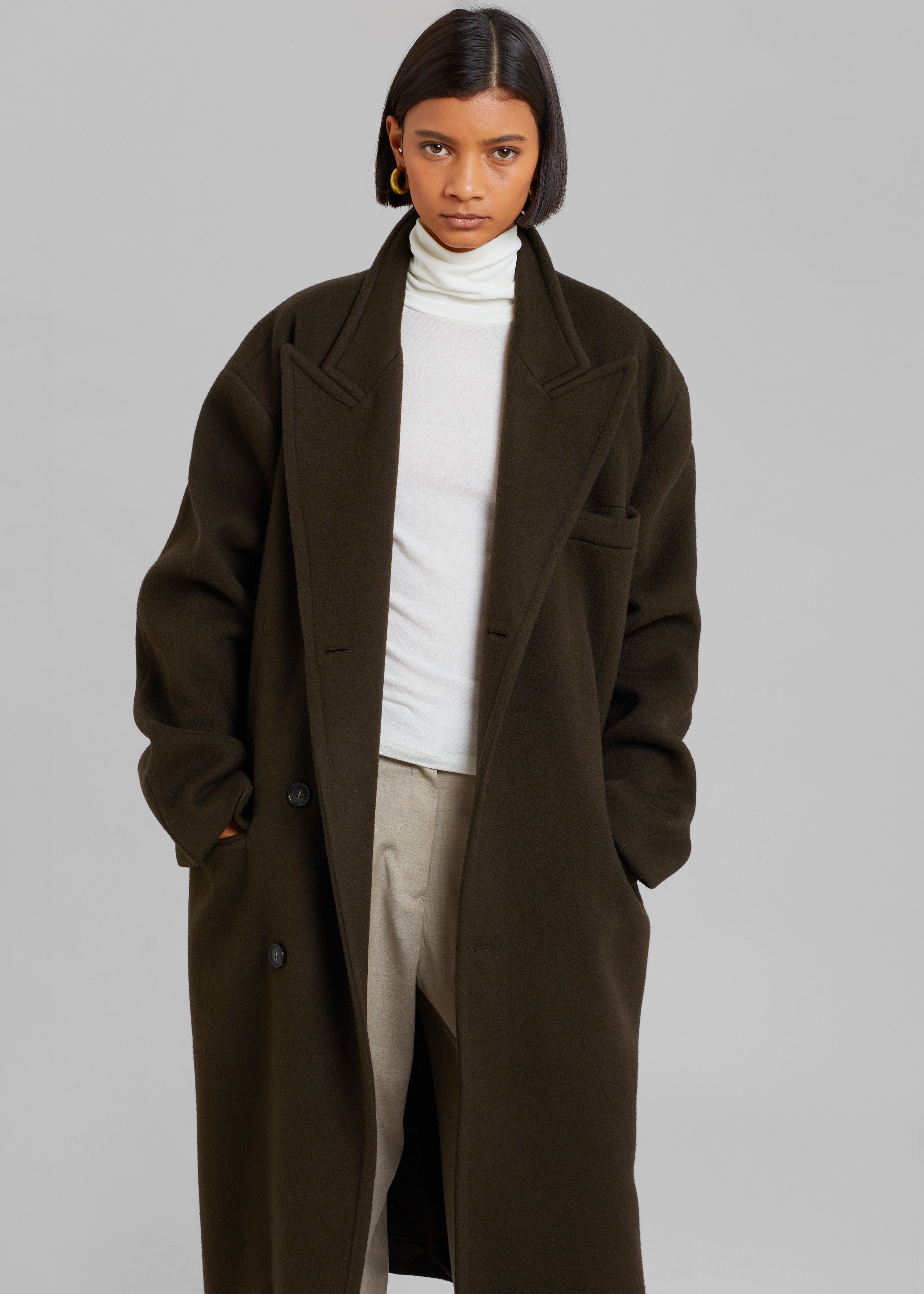 Anya Oversized Coat - Dark Brown - 4
