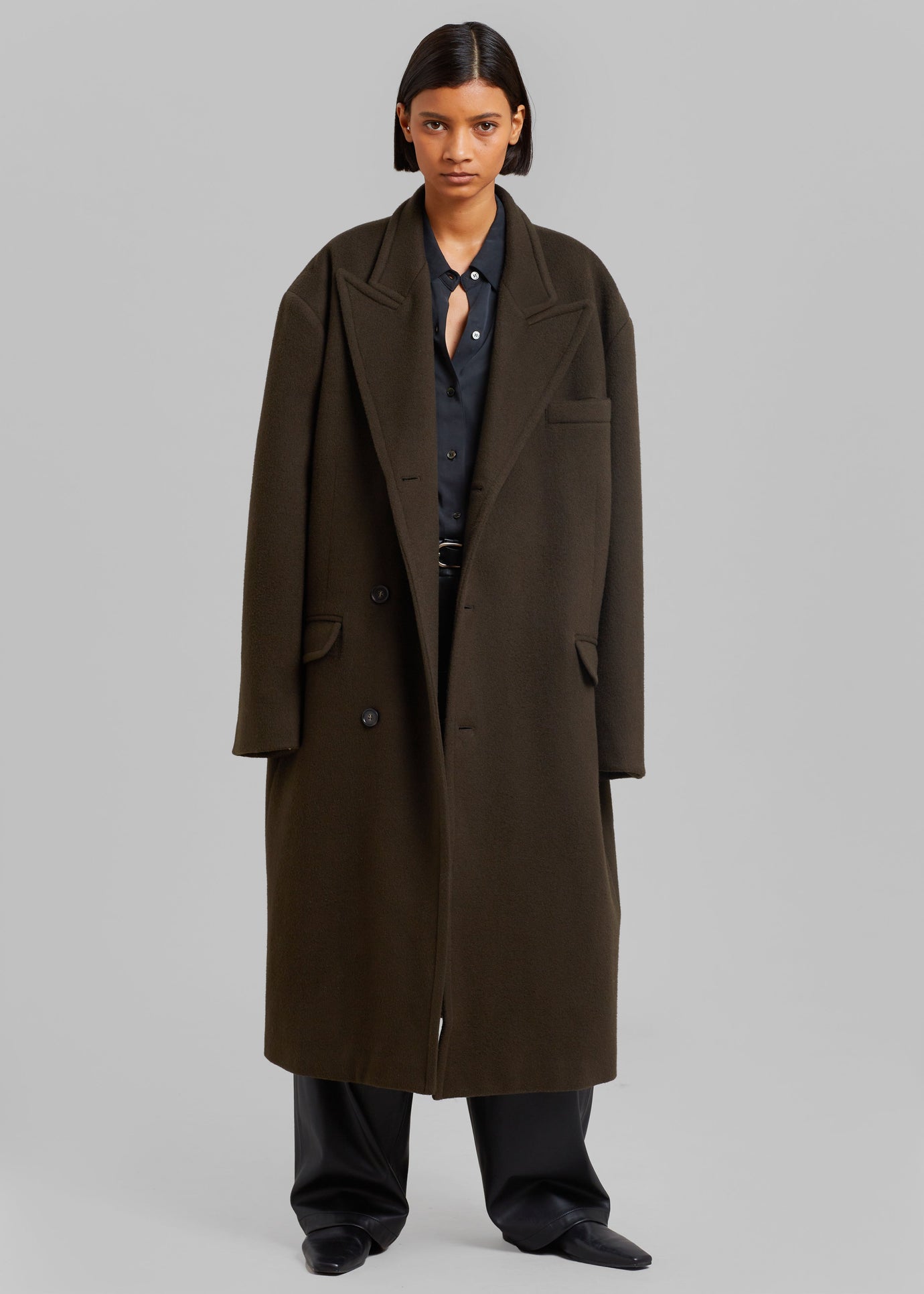 Anya Oversized Coat - Dark Brown - 1