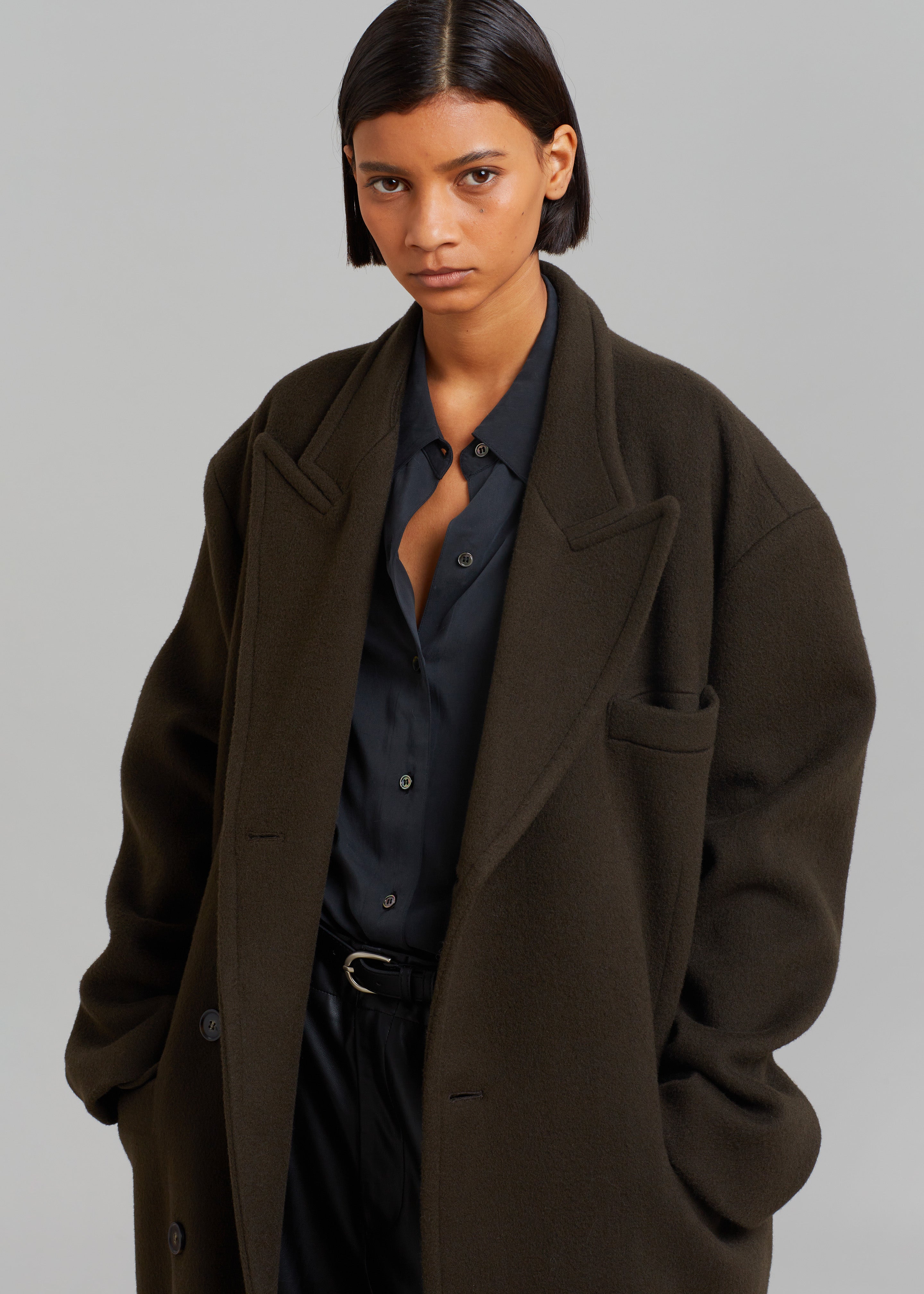Anya Oversized Coat - Dark Brown - 3