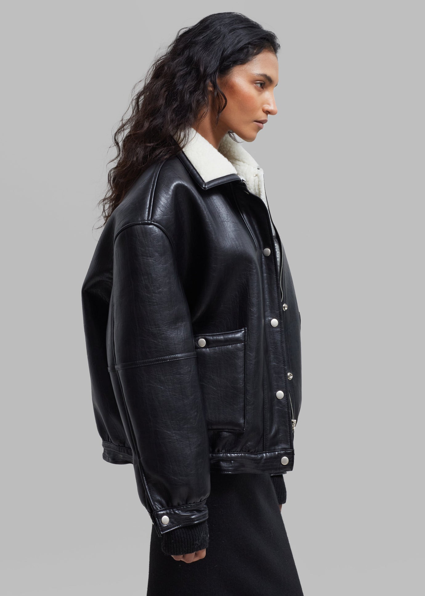 Arin Faux Leather Jacket - Black - 1