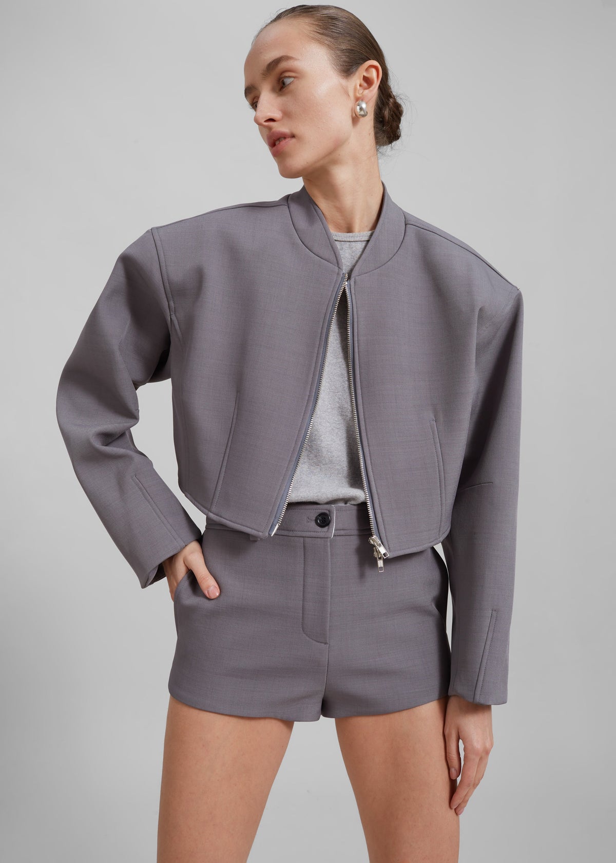 Banks Cropped Jacket - Grey - 1