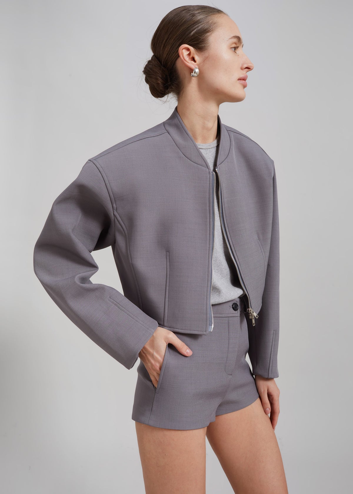 Banks Cropped Jacket - Grey - 2