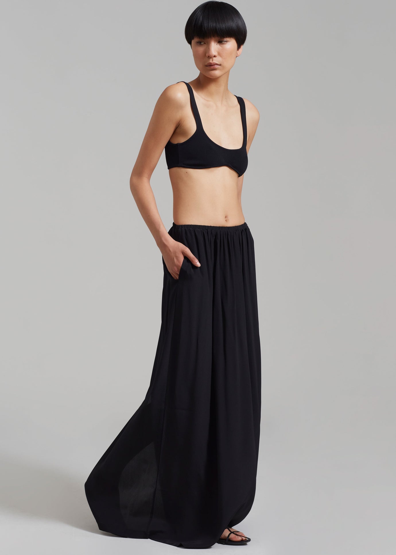 Beare Park Silk Elastic Waist Skirt - Black - 1