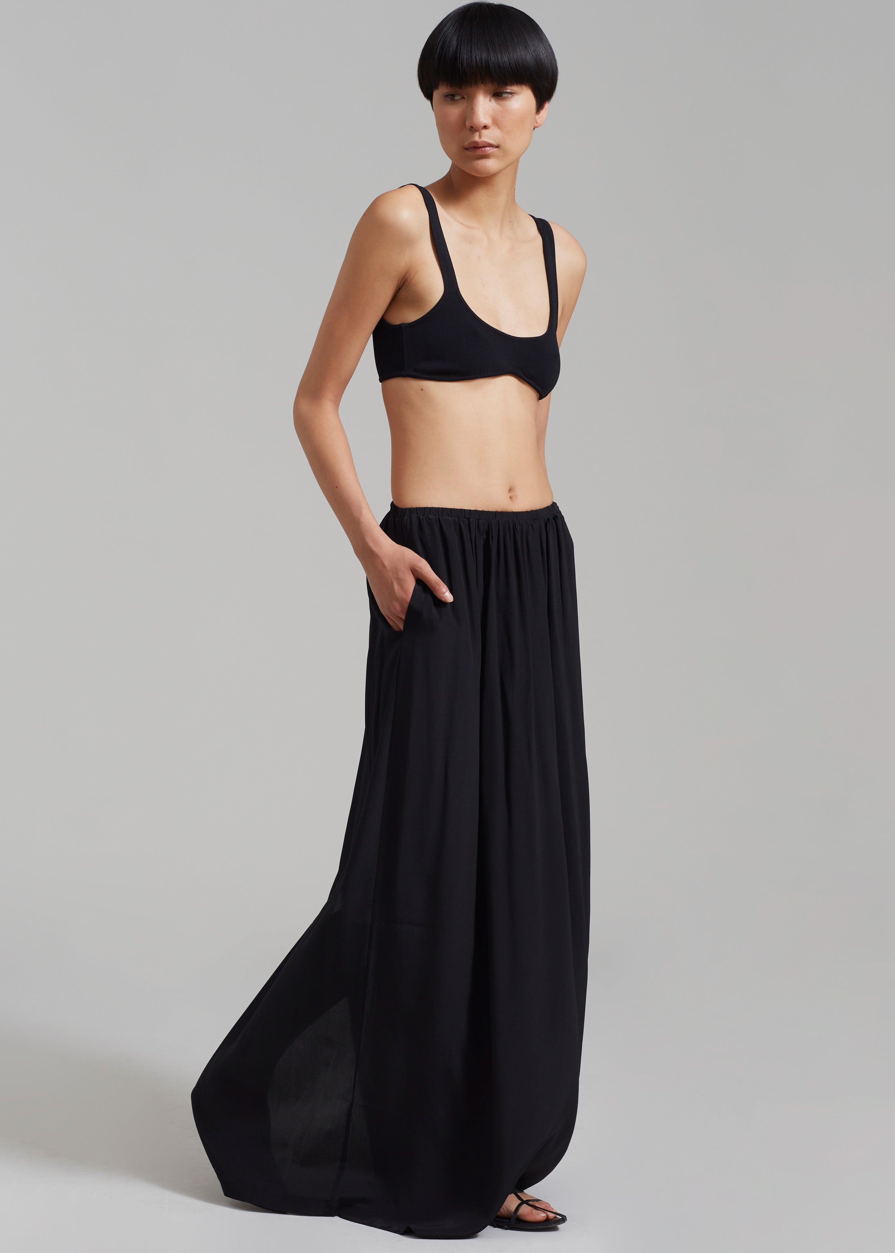 Beare Park Silk Elastic Waist Skirt - Black - 2