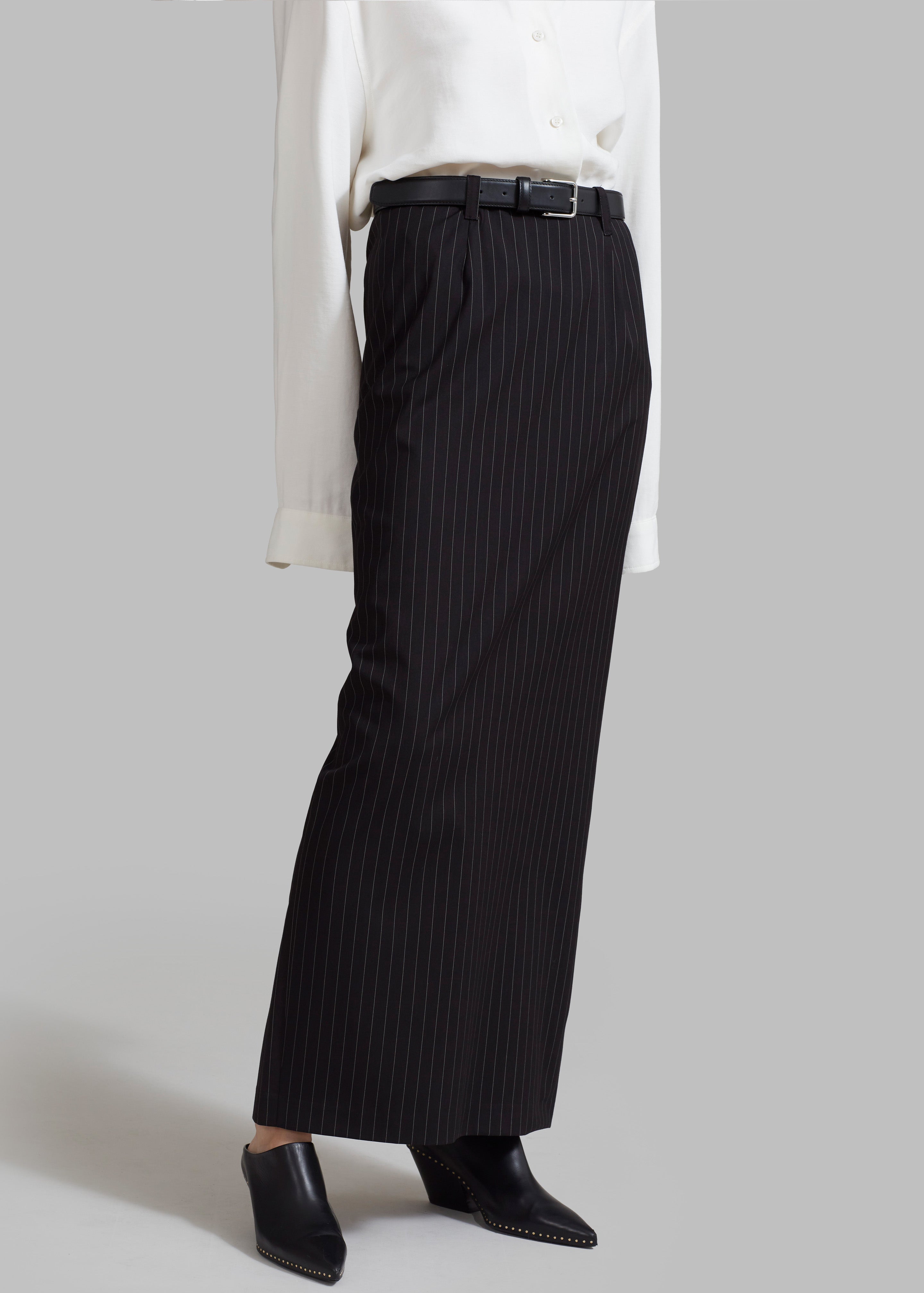 Becca Pencil Skirt - Black Pinstripe - 1