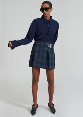 Beryl Tartan Skirt - Navy/Green