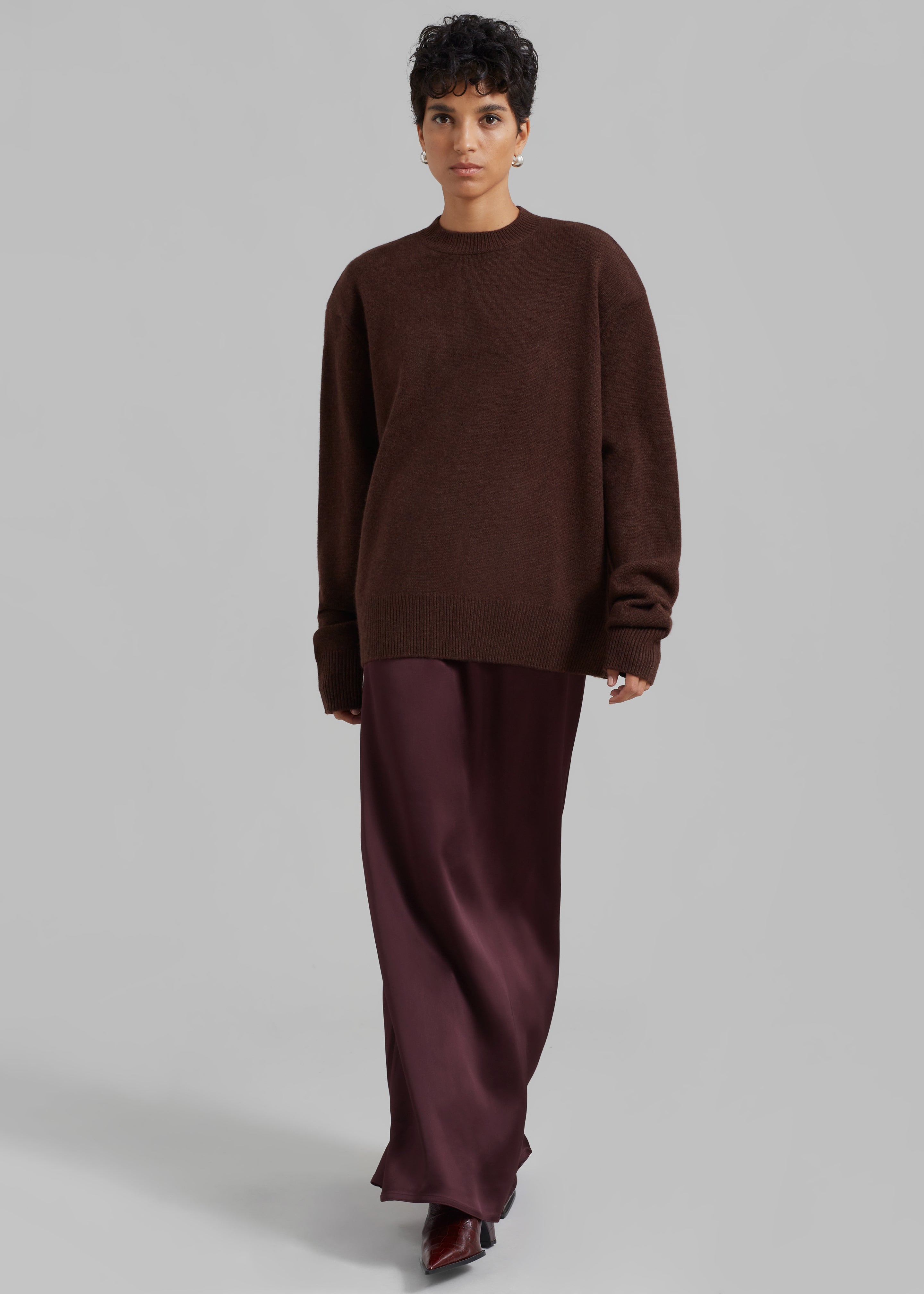 Bevza Ankle Length Skirt - Burgundy Brown - 5