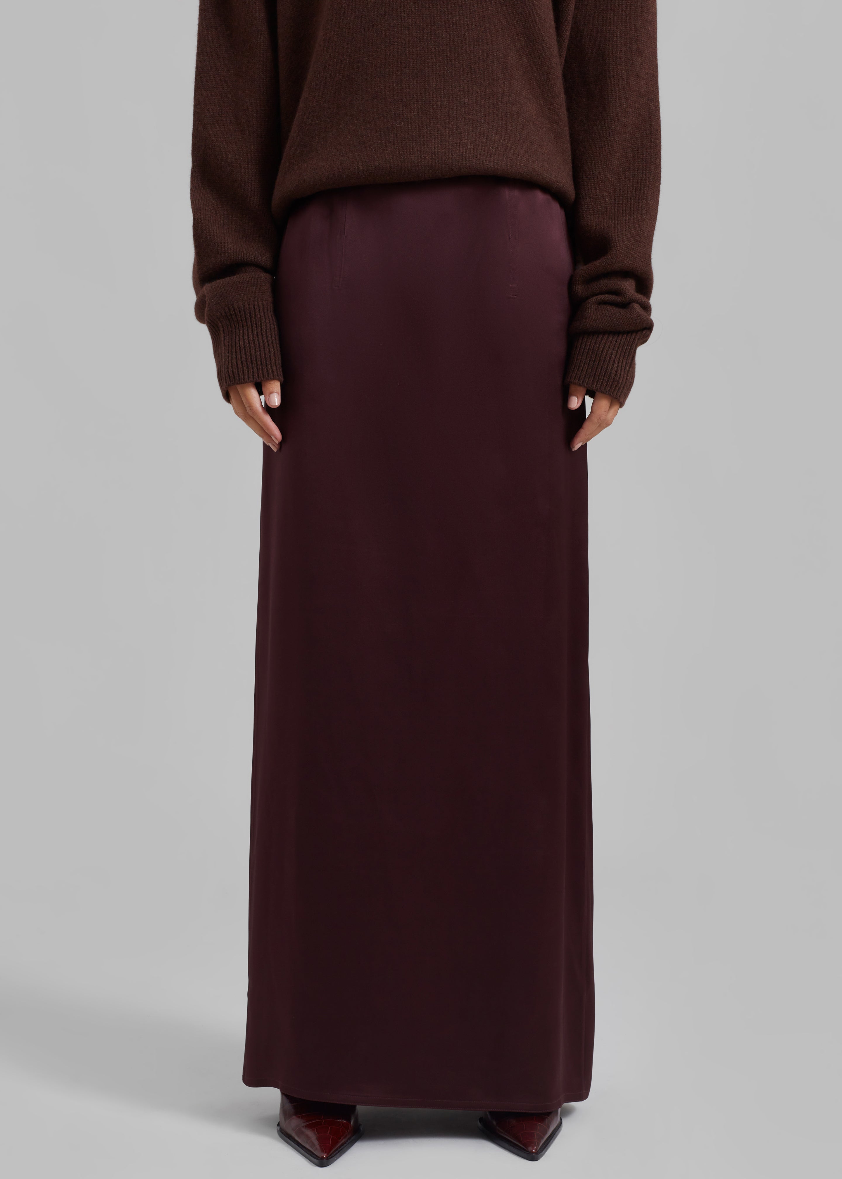 Bevza Ankle Length Skirt - Burgundy Brown - 3