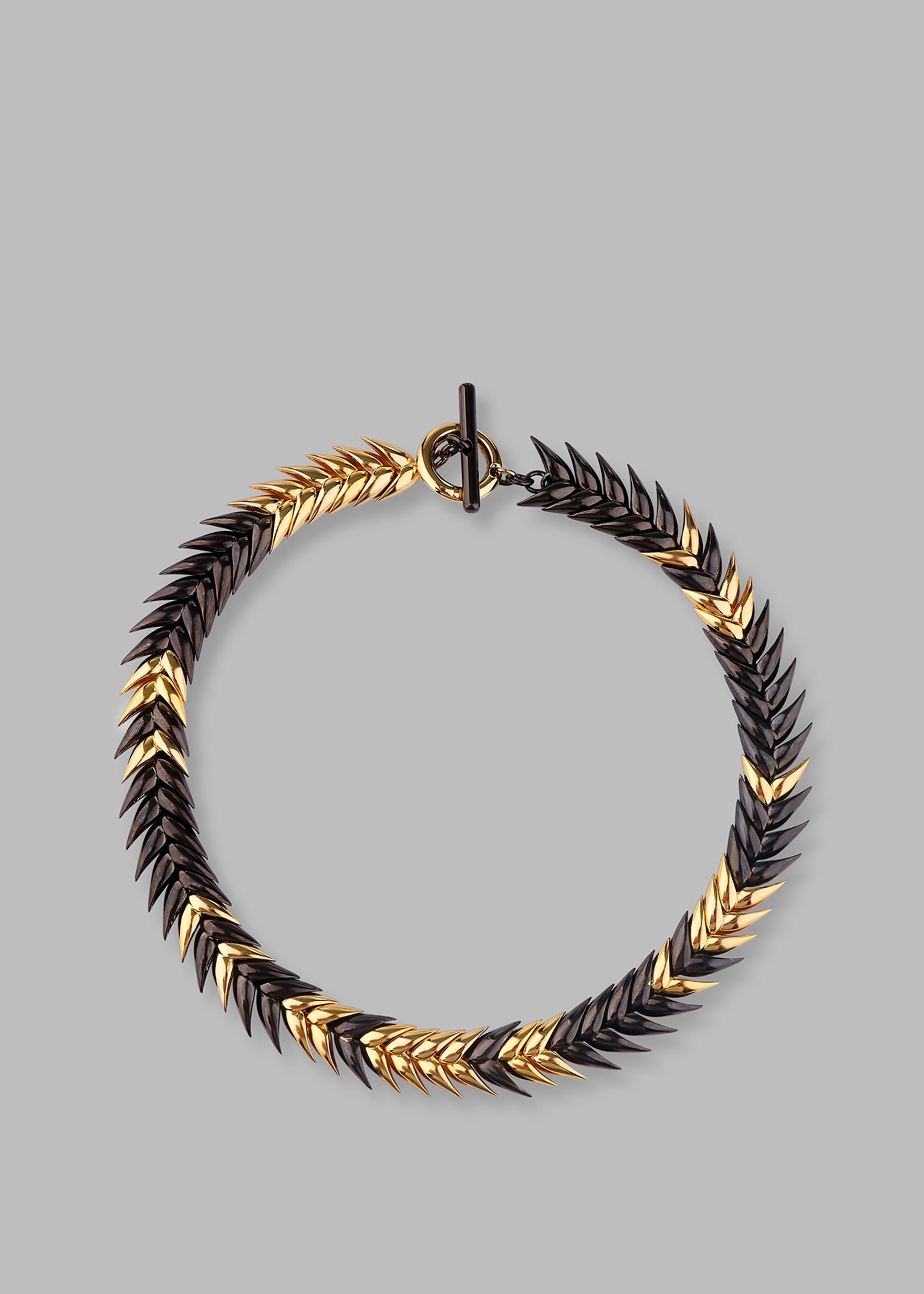 Bevza Burned Spikelet Necklace - Gold/Black - 1