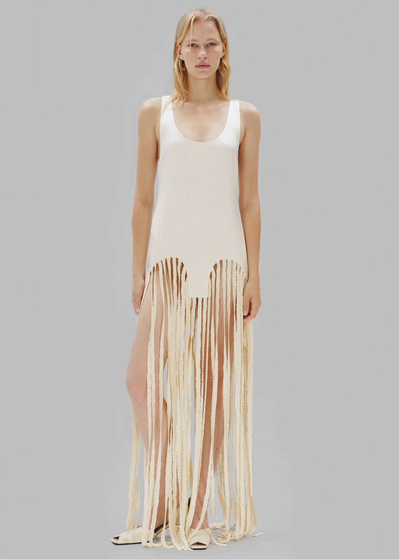 Bevza Long Spikelet Dress - Champagne