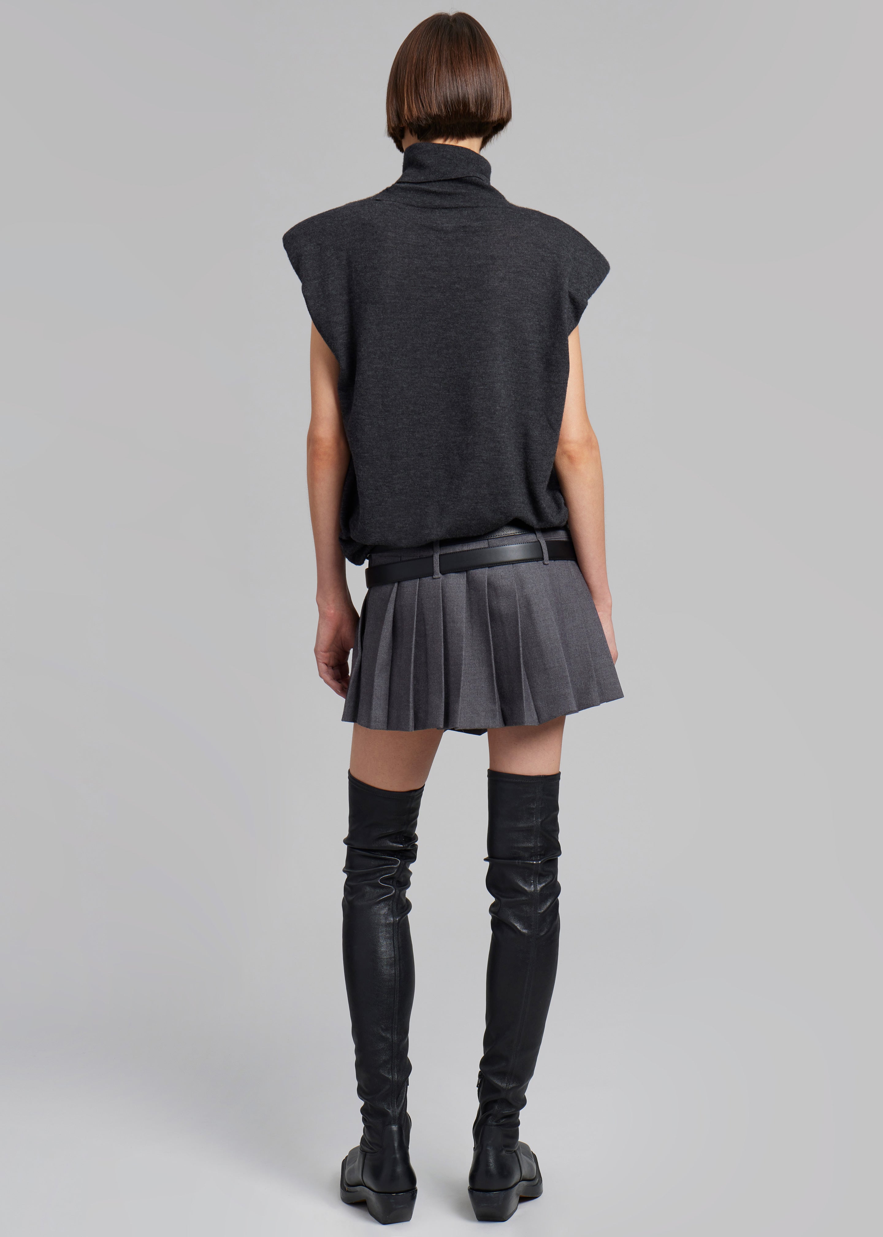 Blake Mini Pleated Skirt - Dark Grey Melange - 10