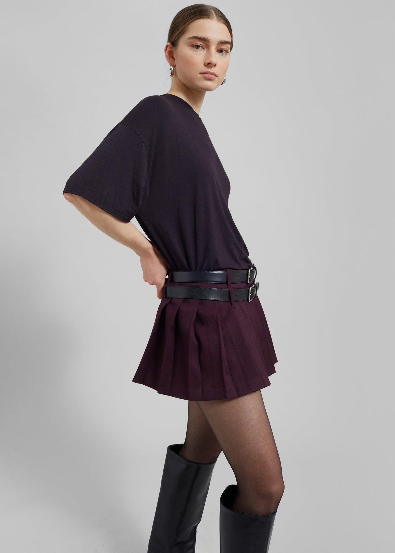 Blake Mini Pleated Skirt - Burgundy