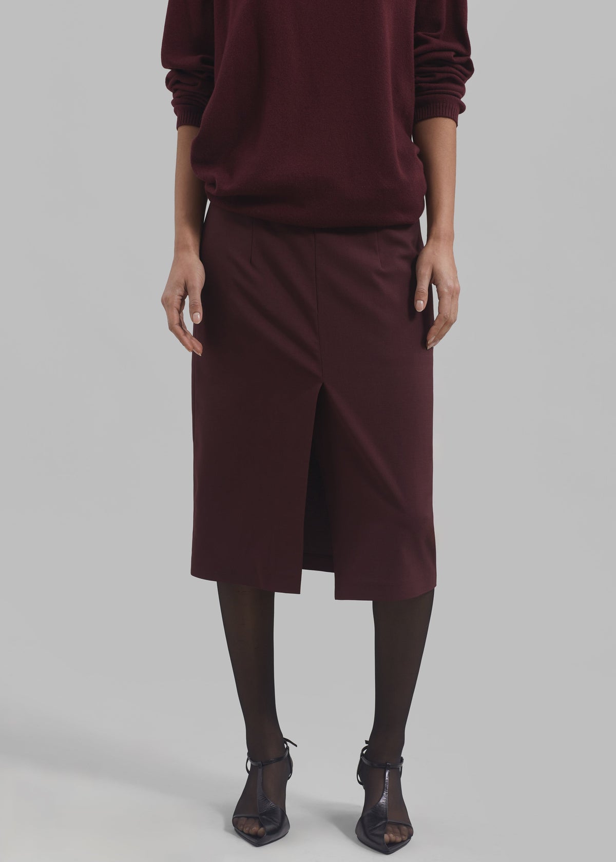 Brooklyn Midi Skirt - Burgundy - 1