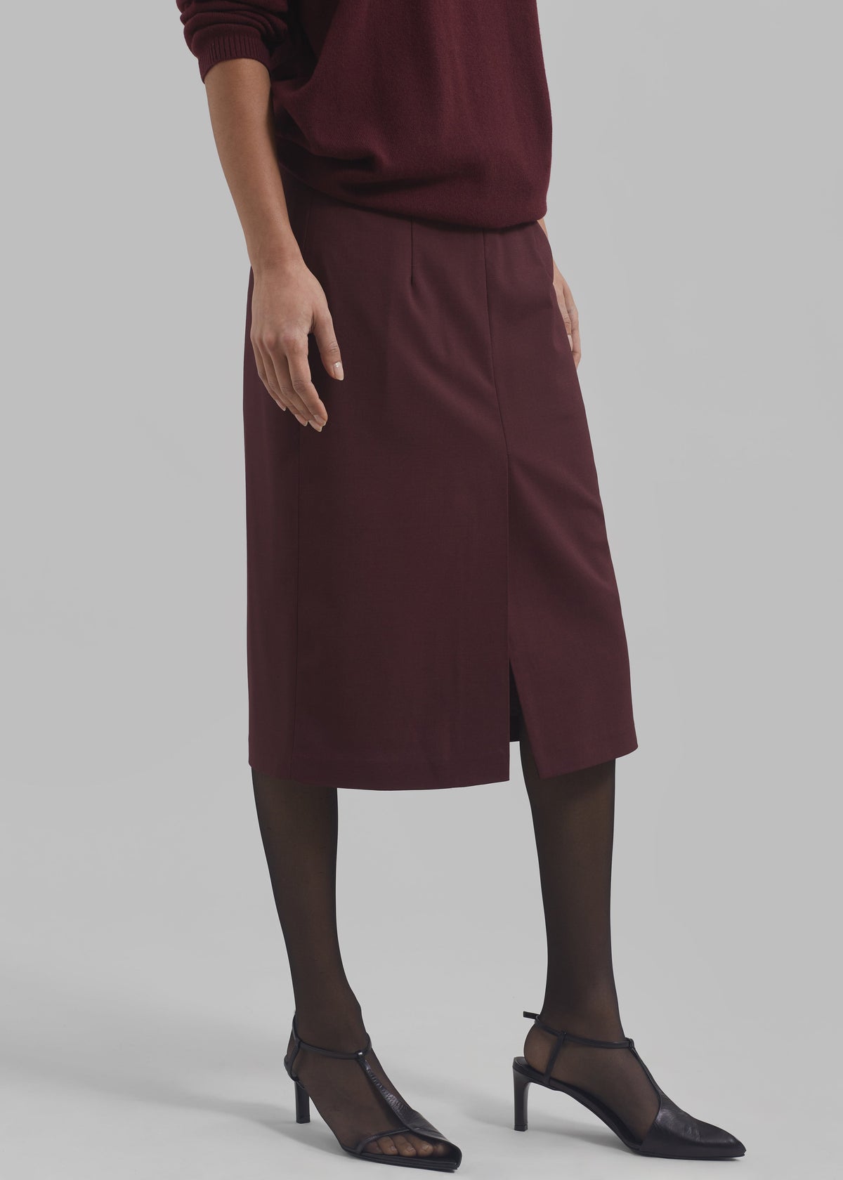 Brooklyn Midi Skirt - Burgundy - 4