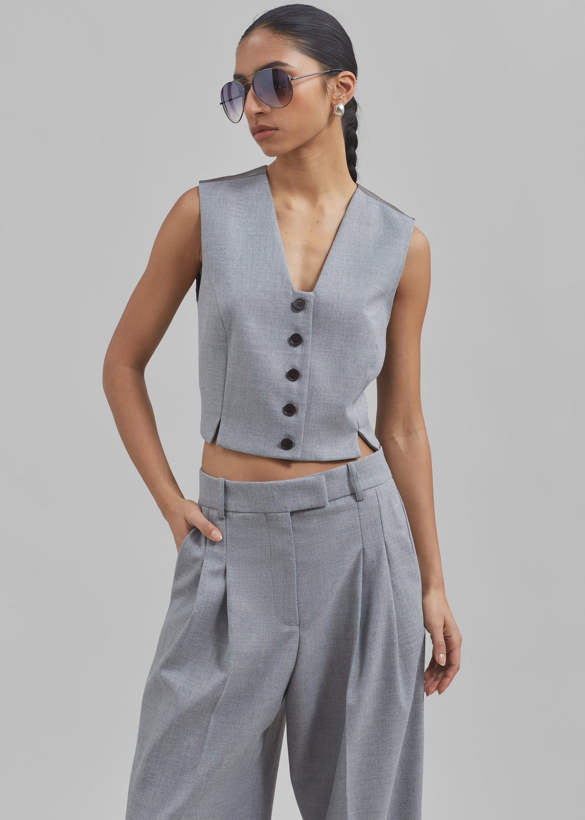 By Malene Birger Bettas Waistcoat - Grey Melange - 1