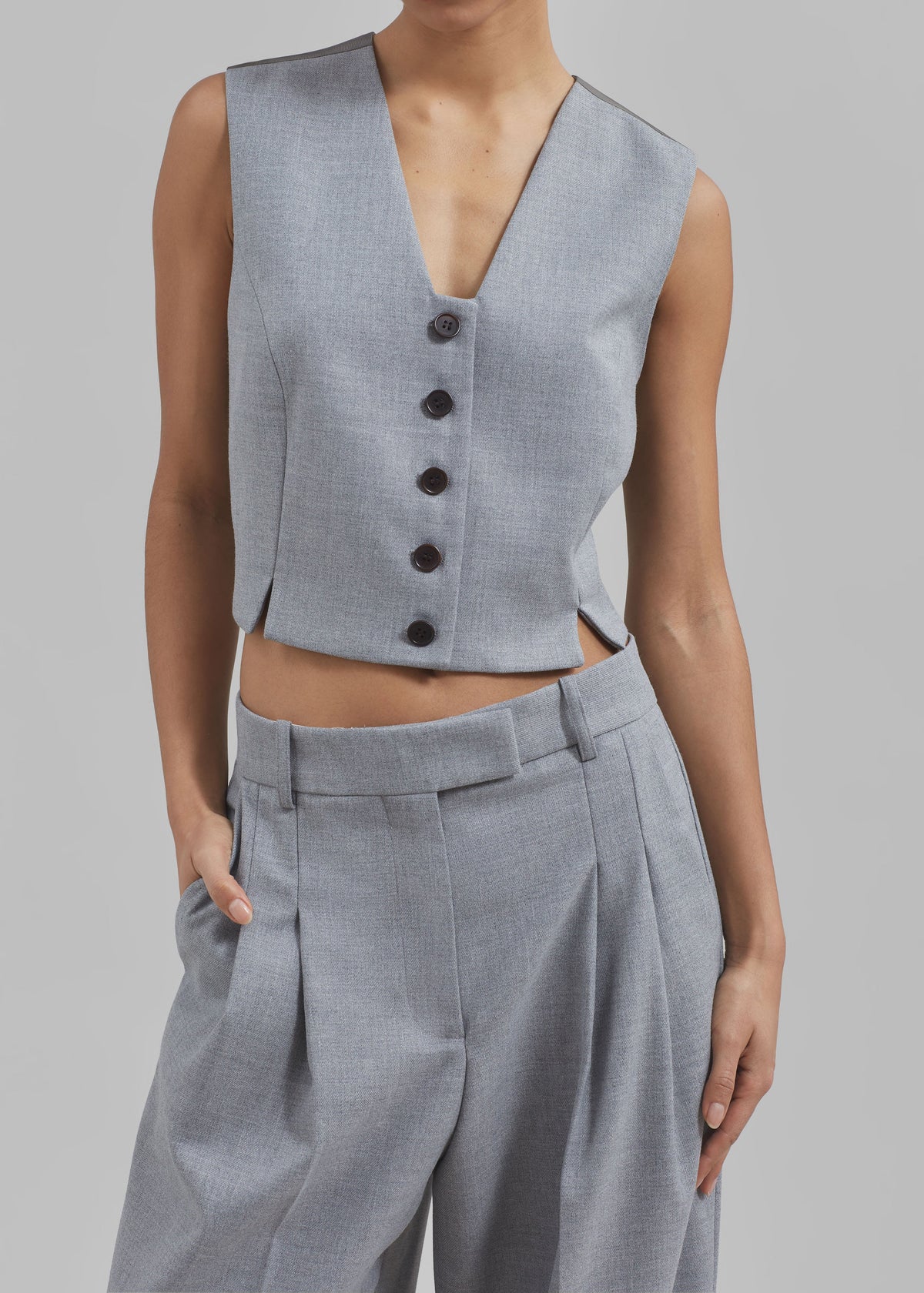 By Malene Birger Bettas Waistcoat - Grey Melange - 2