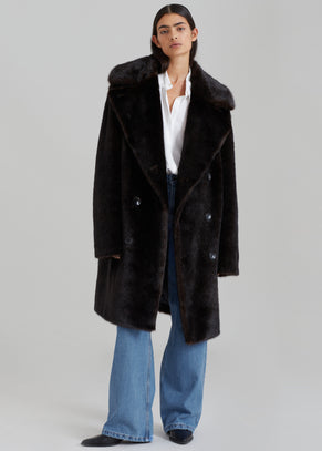Brooke Faux Fur Coat - Dark Espresso
