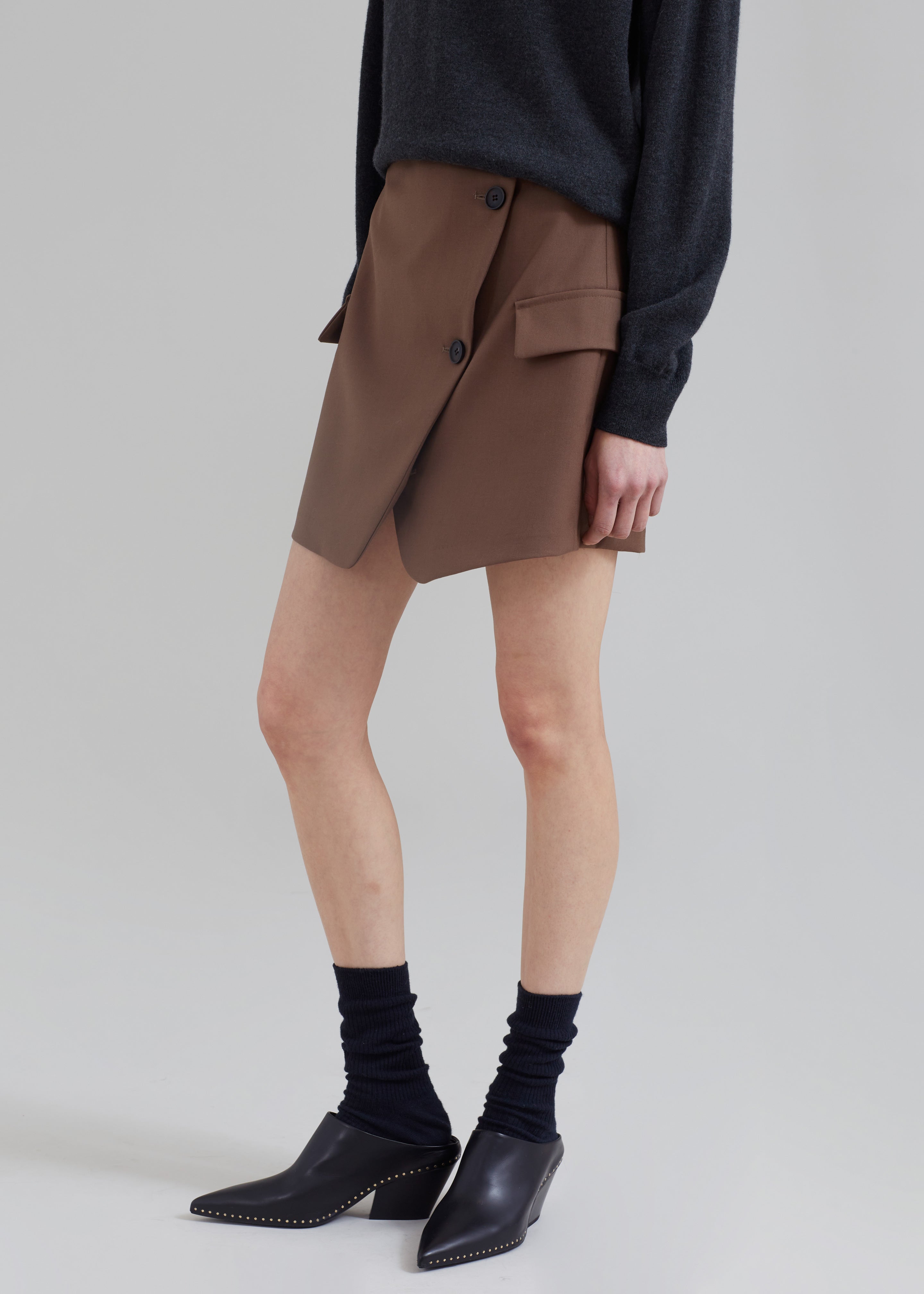 Camsel Cross Skirt - Brown - 4