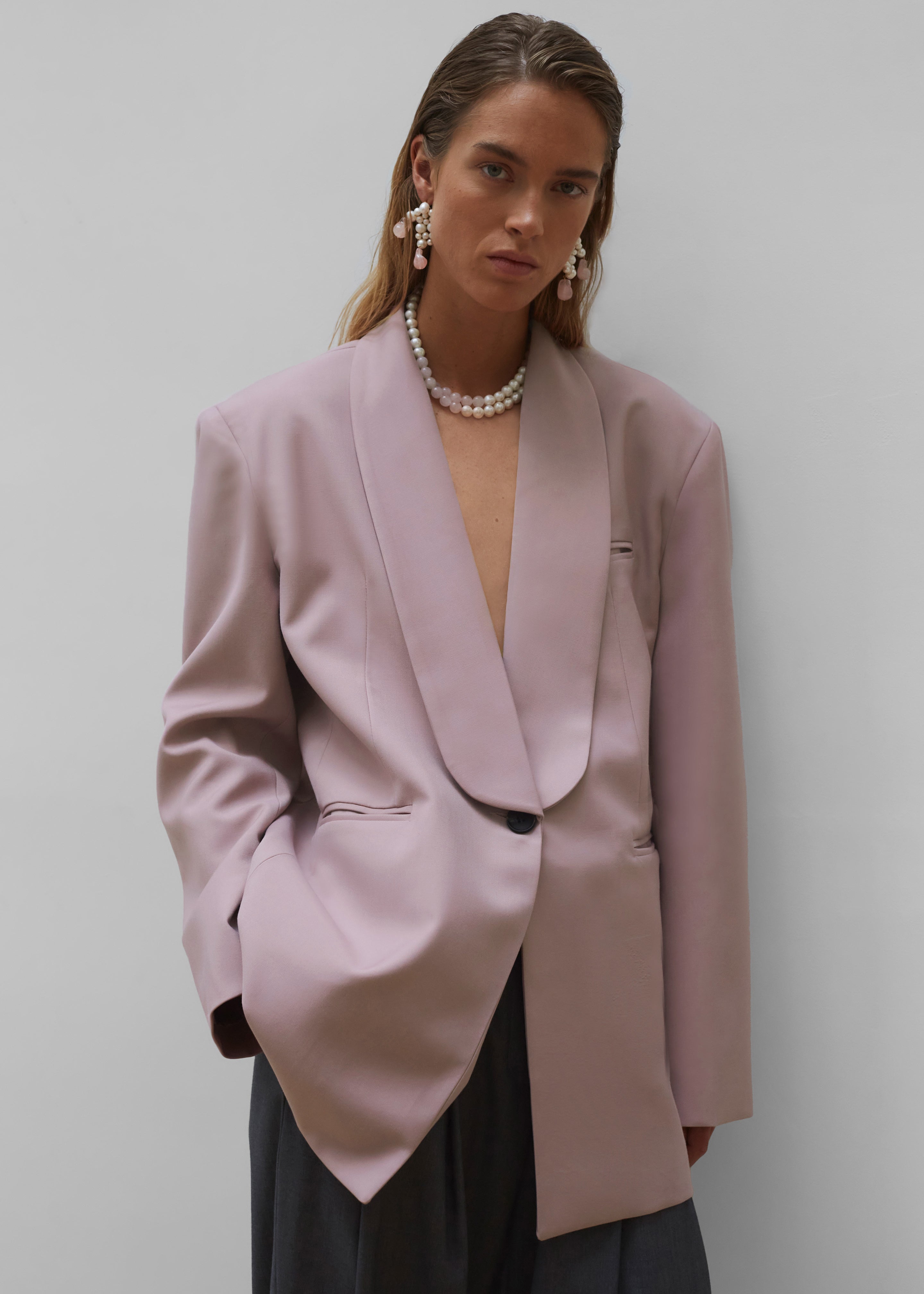 Carey Round Collar Blazer - Pink - 8