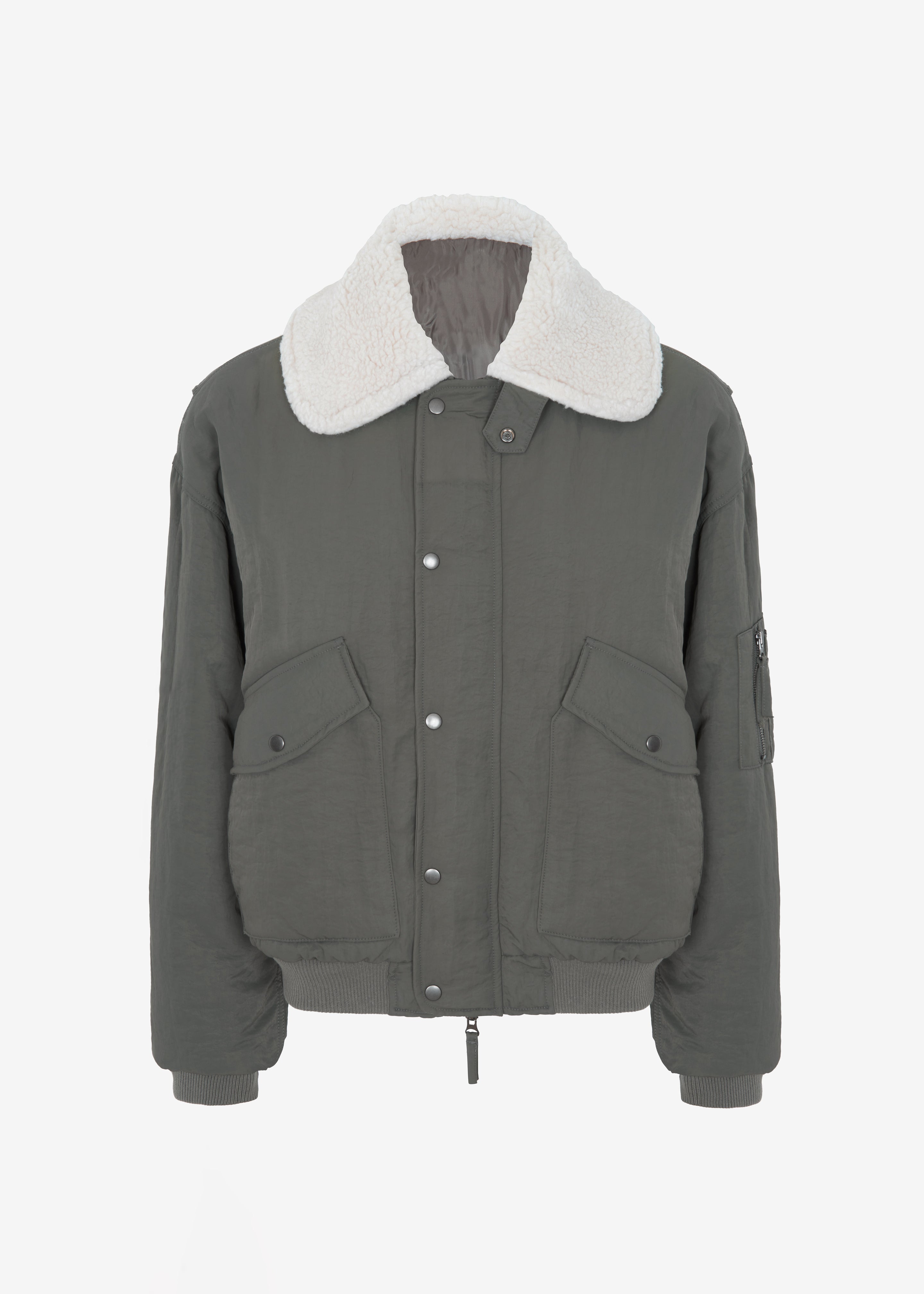 Casen Shearling Collar Bomber - Khaki - 9