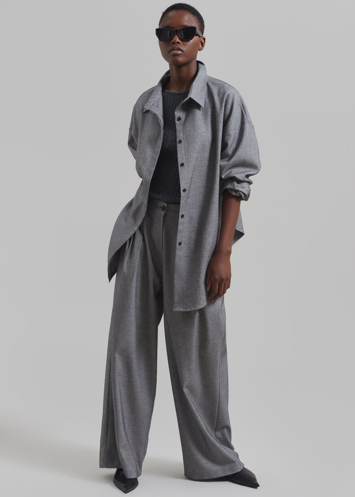 Casey Pleated Trousers - Grey - 3