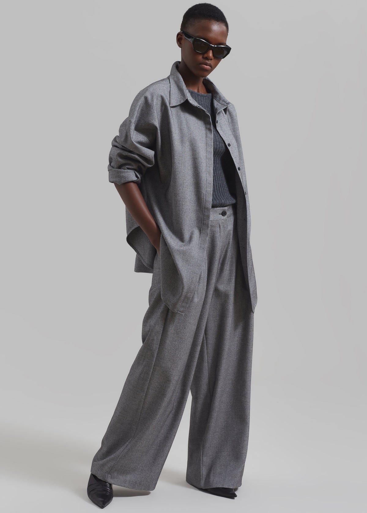 Casey Pleated Trousers - Grey - 7