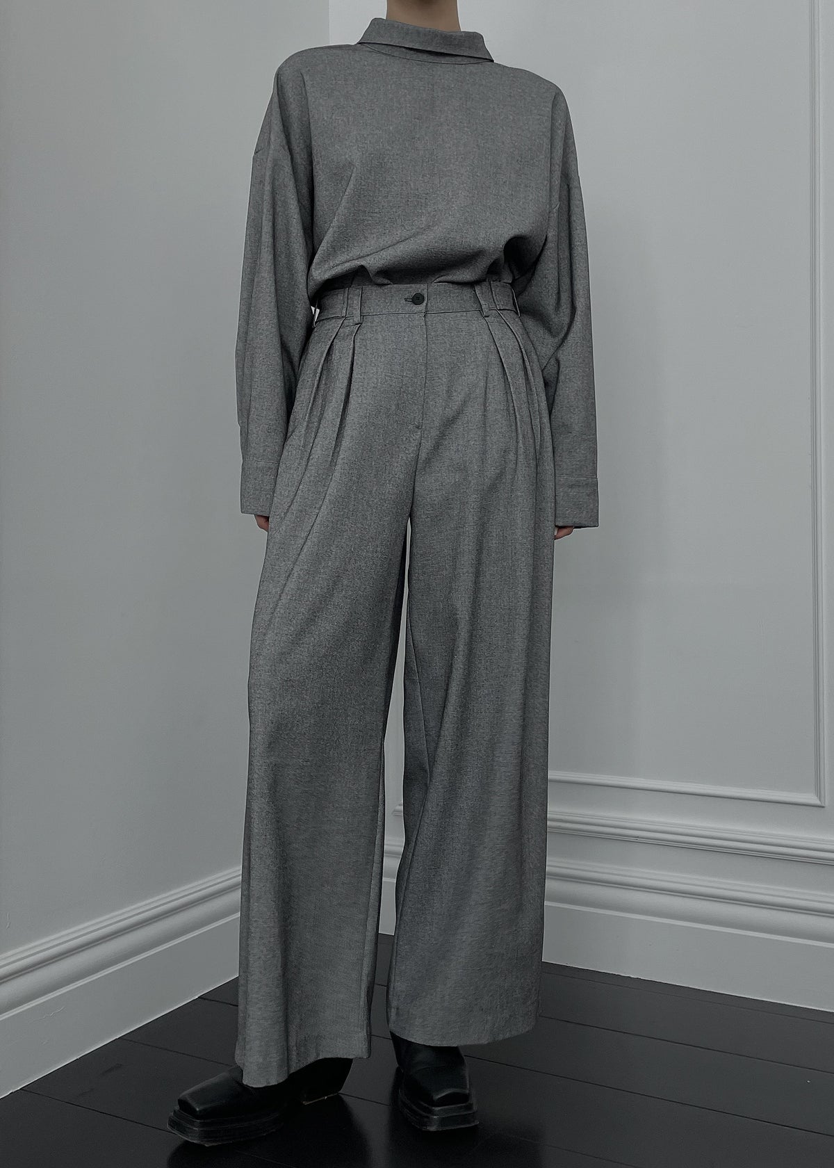 Casey Pleated Trousers - Grey - 5