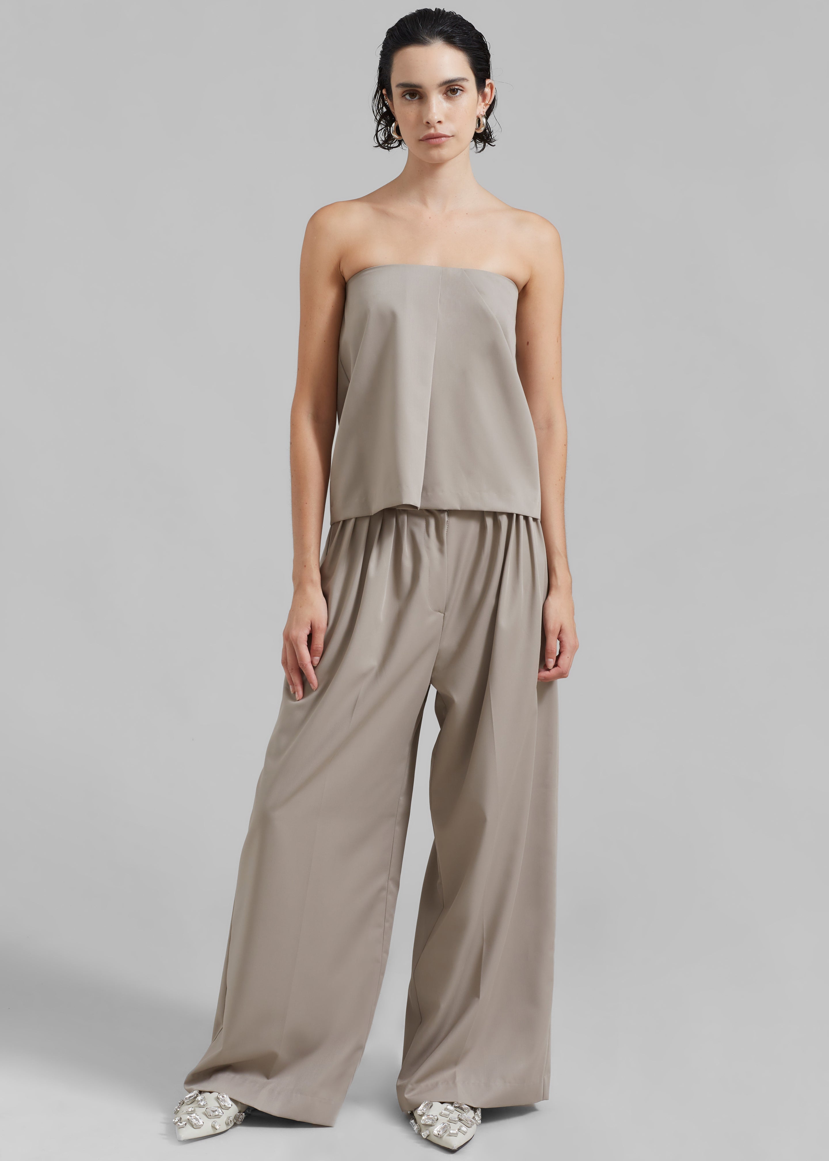 Catalina Pleated Trousers - Grey - 2