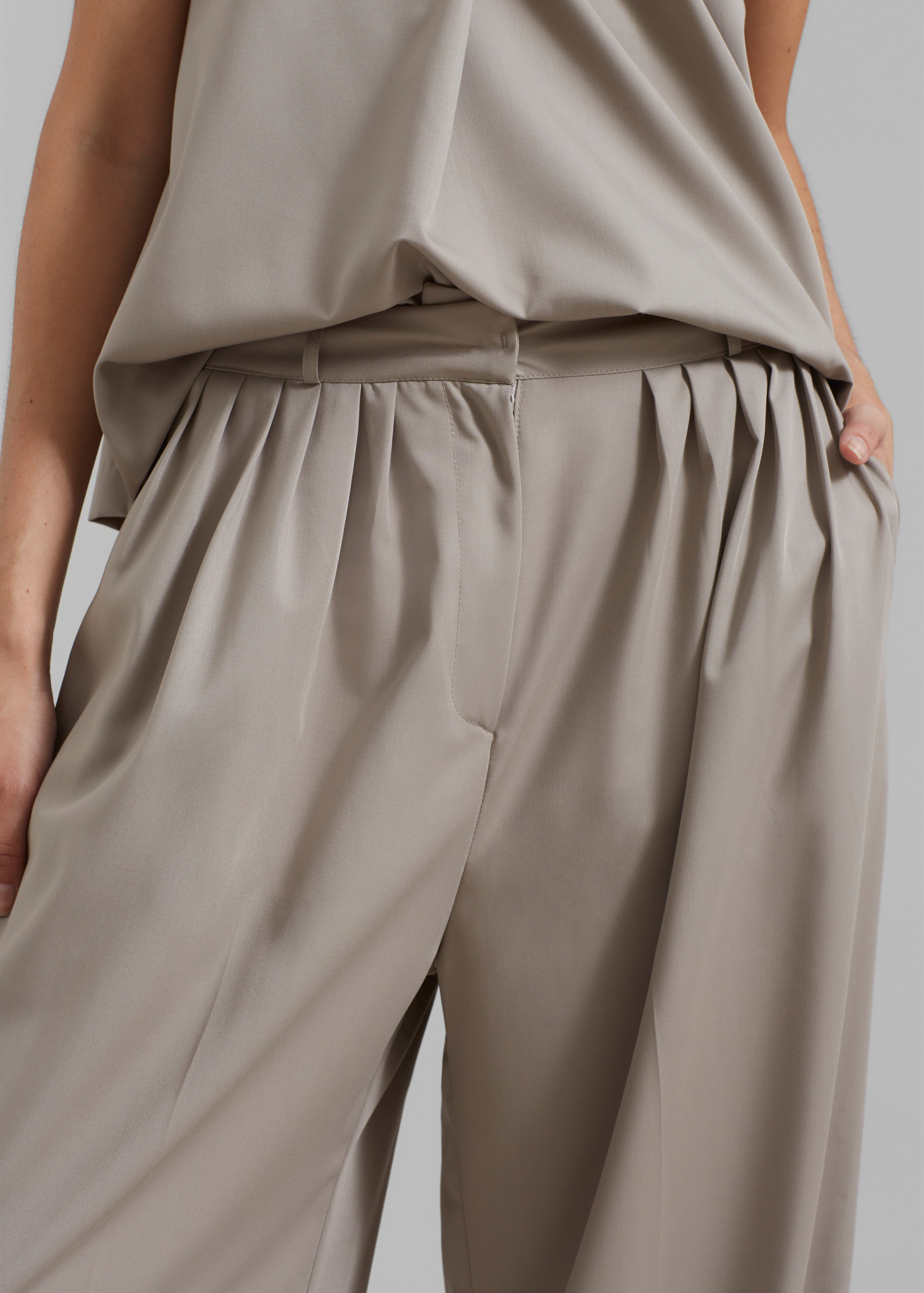 Catalina Pleated Trousers - Grey - 3