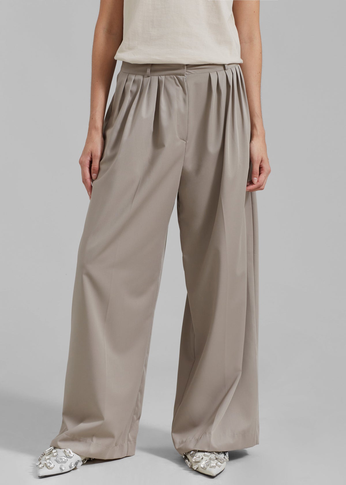 Catalina Pleated Trousers - Grey - 5