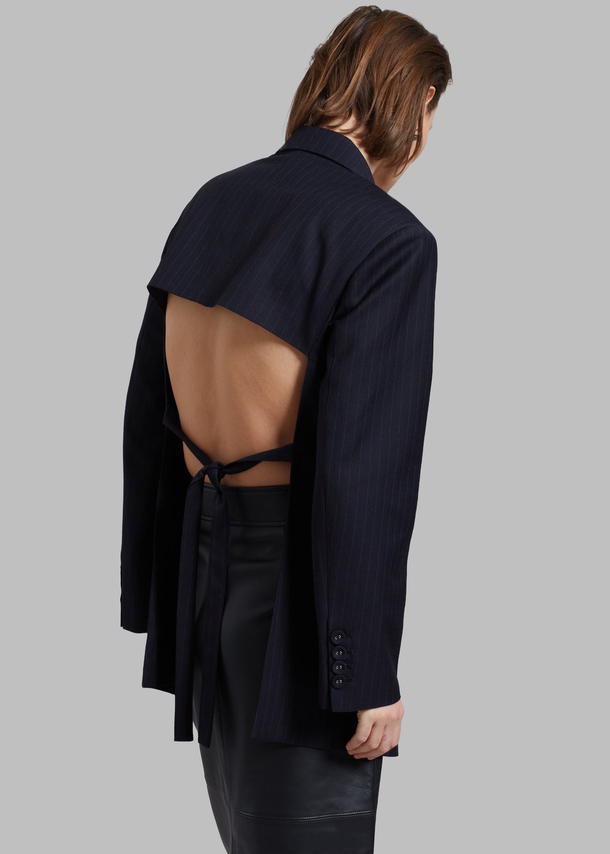 Cedric Open Back Blazer - Navy Stripe - 7