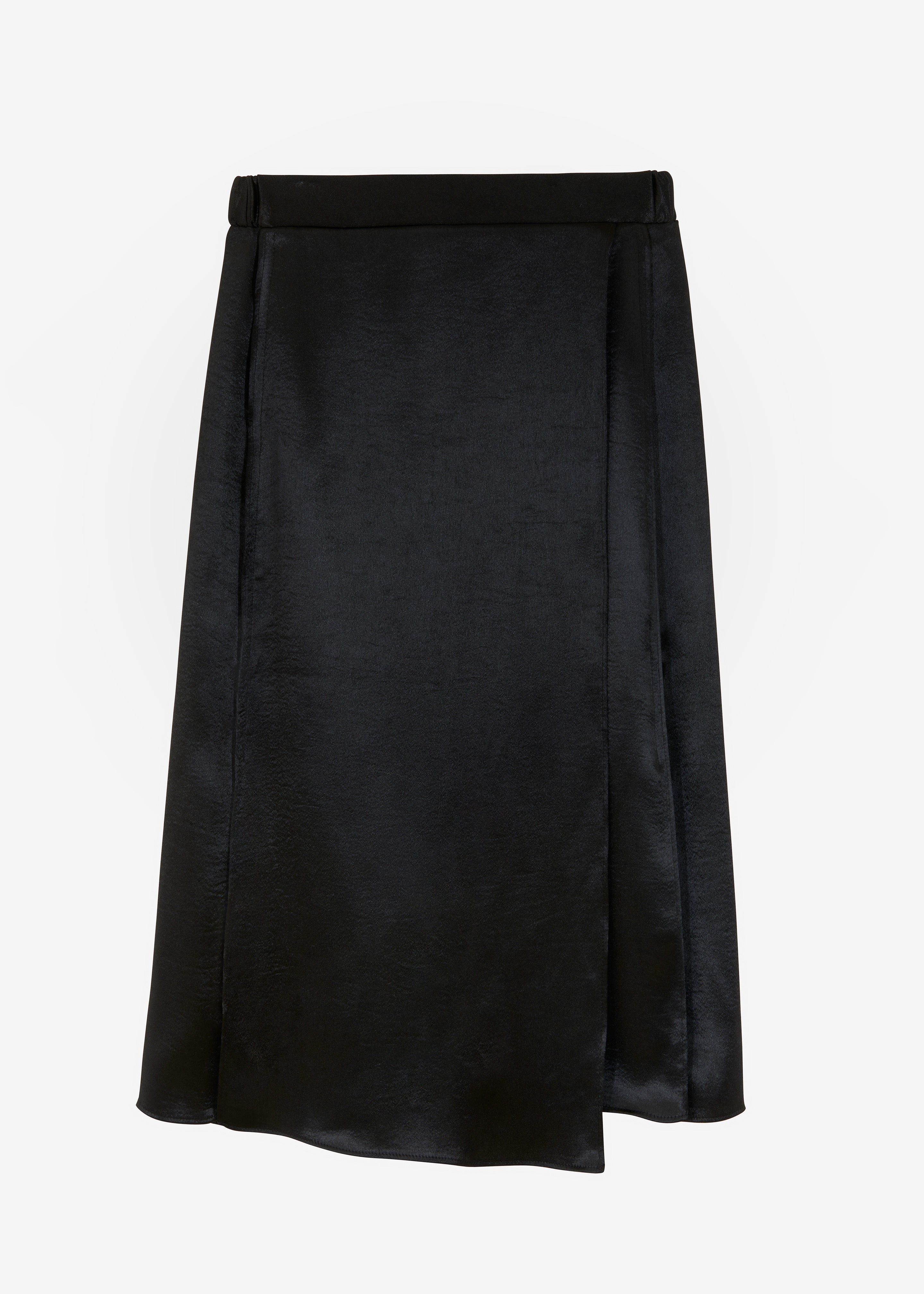 Mid length satin skirts black best sale